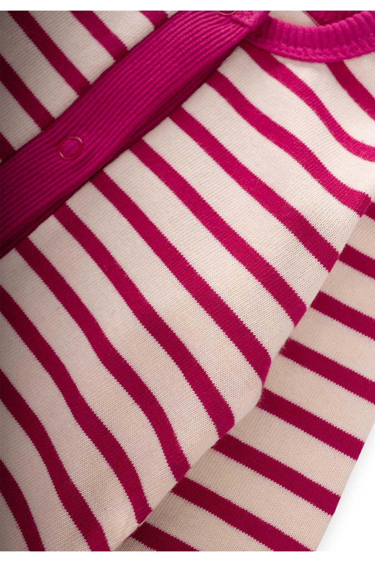 Striped knitwear overalls 0-3 years fuchsia