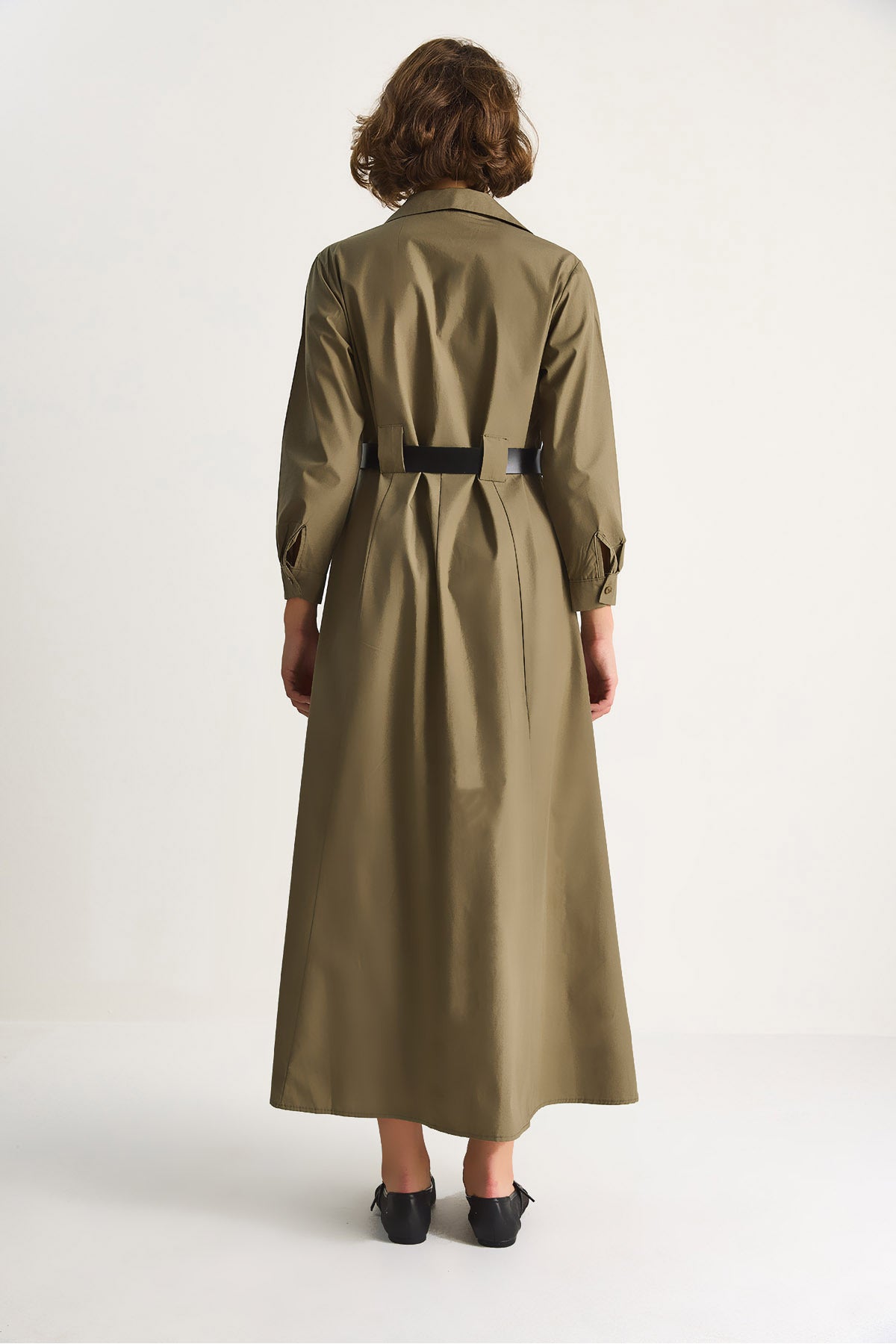 Women's Button Closure Pocket Detailed Belted Shirt Dress 60284073