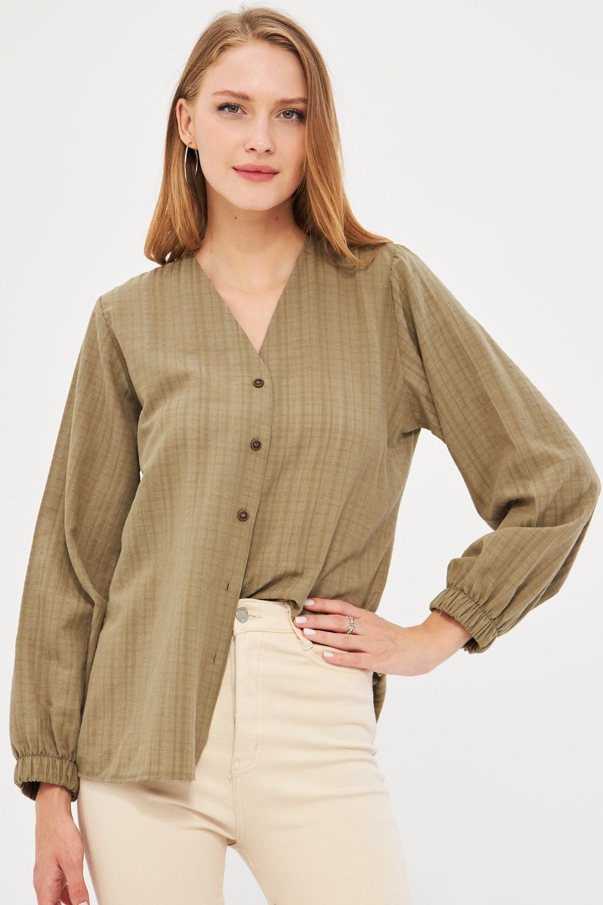 Women's Khaki Band with rubber shirt ARM-24K001002