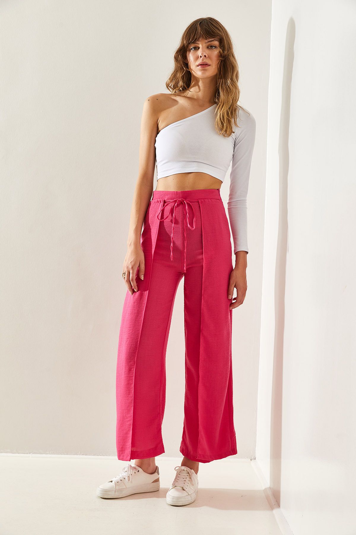 Female Müslin linen linked design pants 60251283