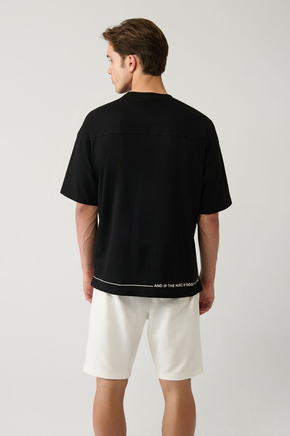 Men's Black 100 %Cotton Bicycle Collar Printed Cotton T-Shirt A41y1378