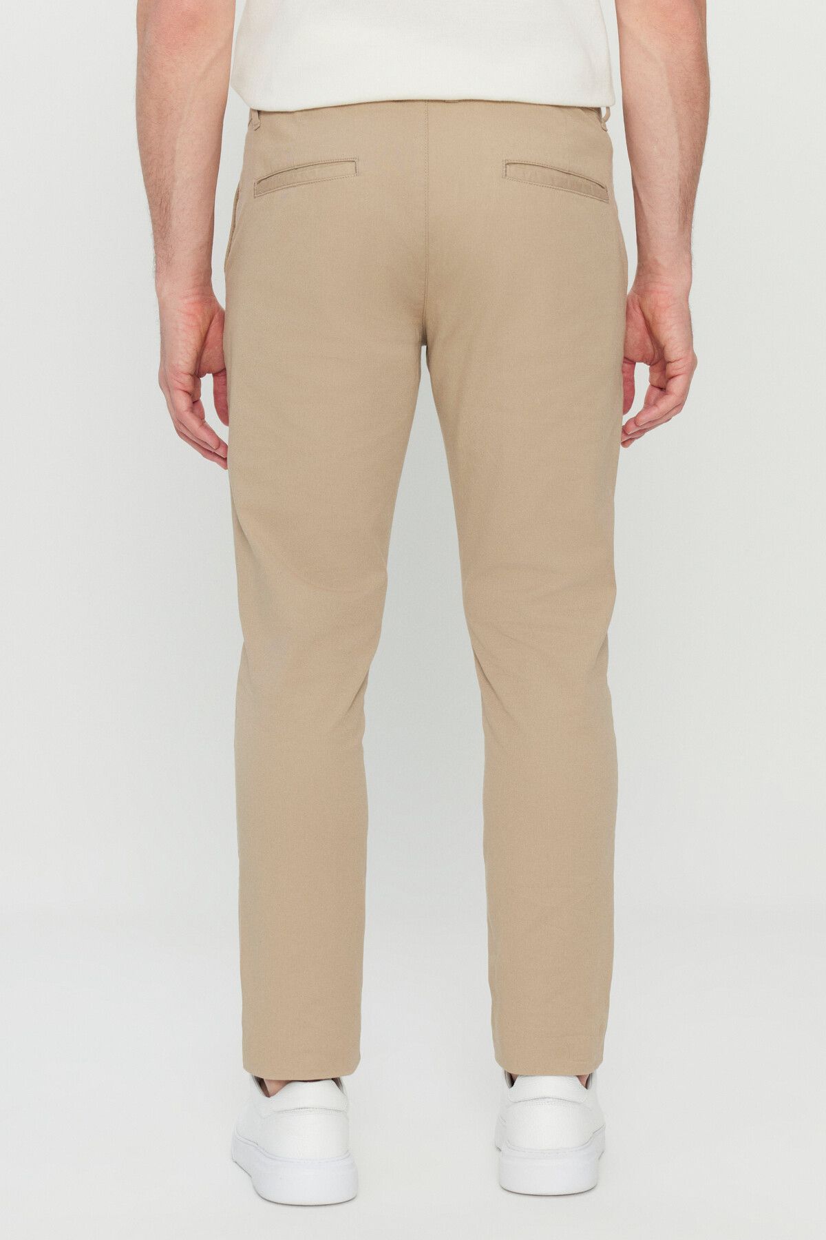 Men's Camel Cotton Slim Fit Narrow Cut Side Pocket Flexible Casual Pants