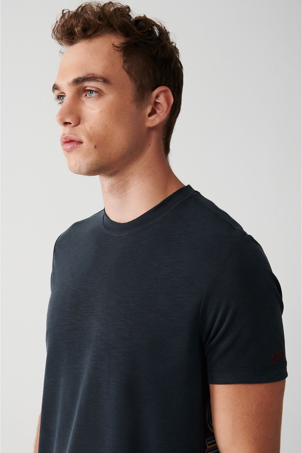 Men's anthracit soft touch bike collar printed T-shirt A31y1039