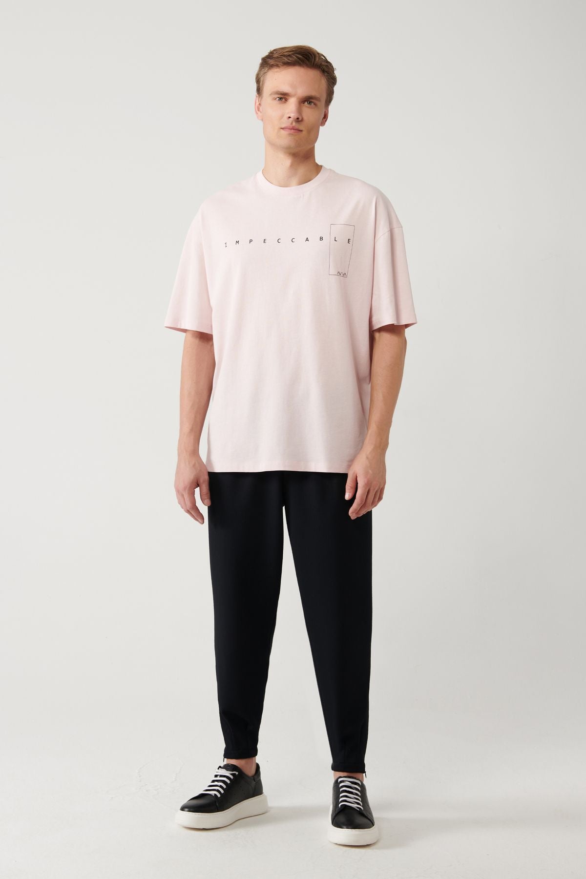 Men's open 100 %cotton pink bike collar printed T-shirt A41y1157