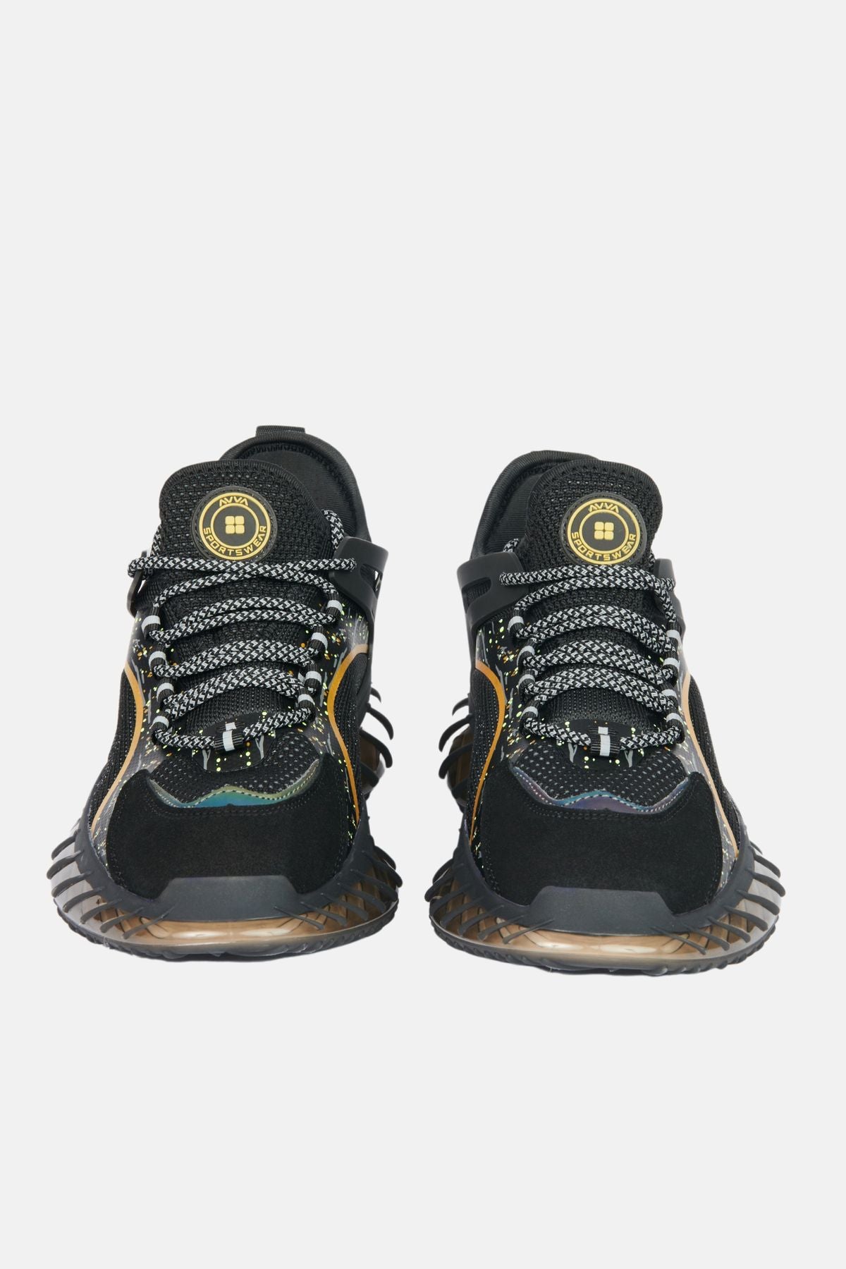Men's black flexible floor sneaker shoes A32y8004