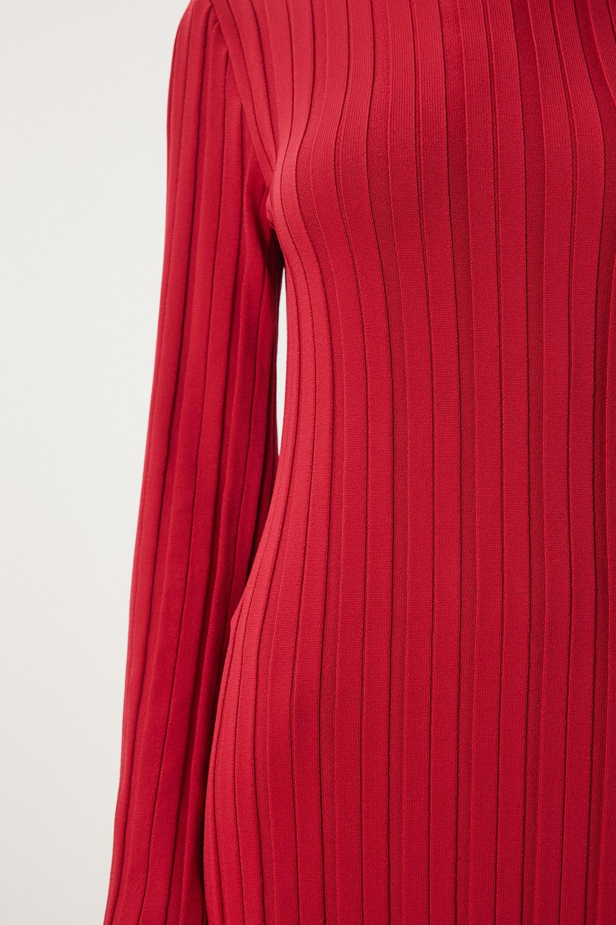 Woman Red Belt Remvous Long Knitwear Dress Ki00108