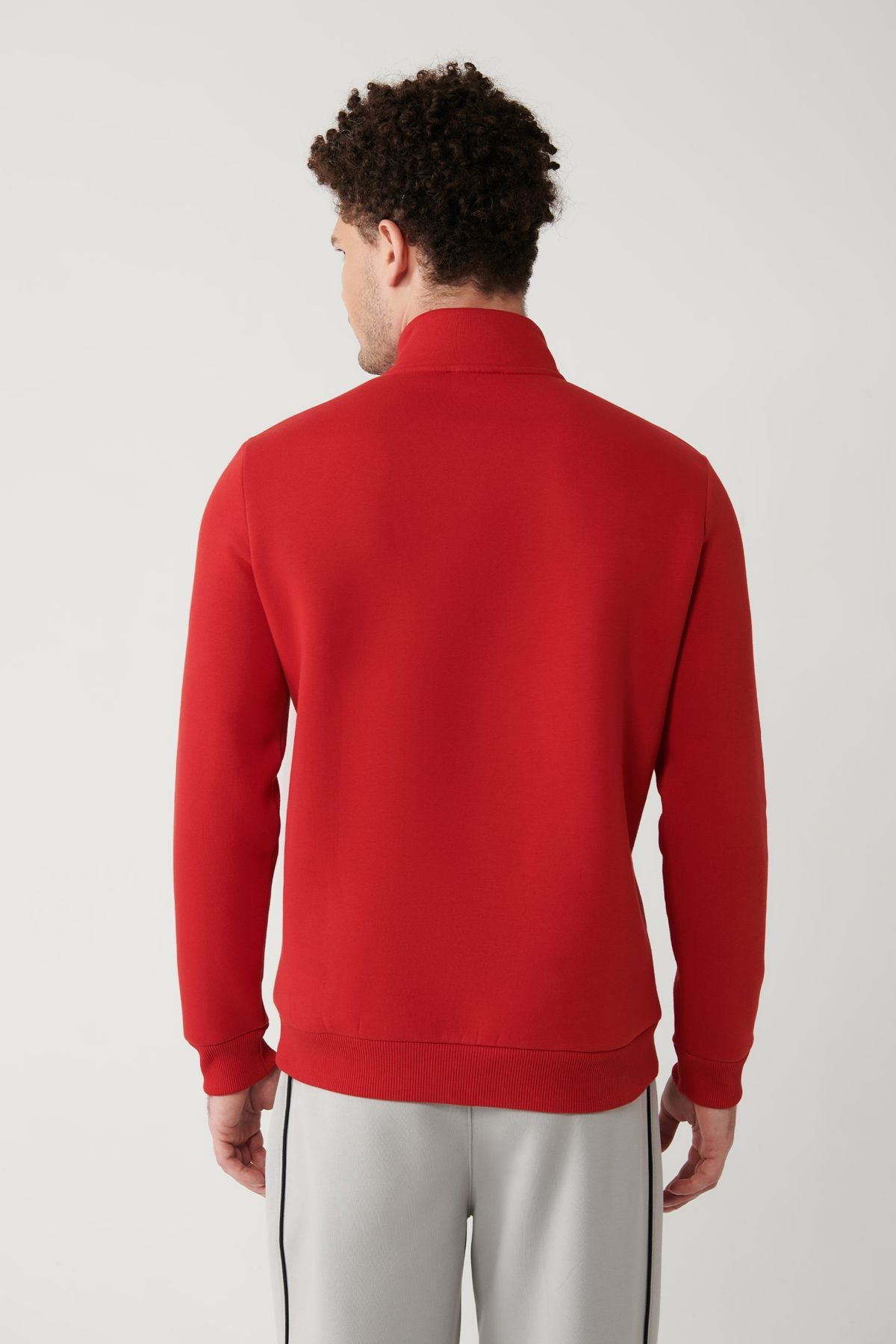 Men's red upright collar zipper 3 -IP -Sweatshirt E001020