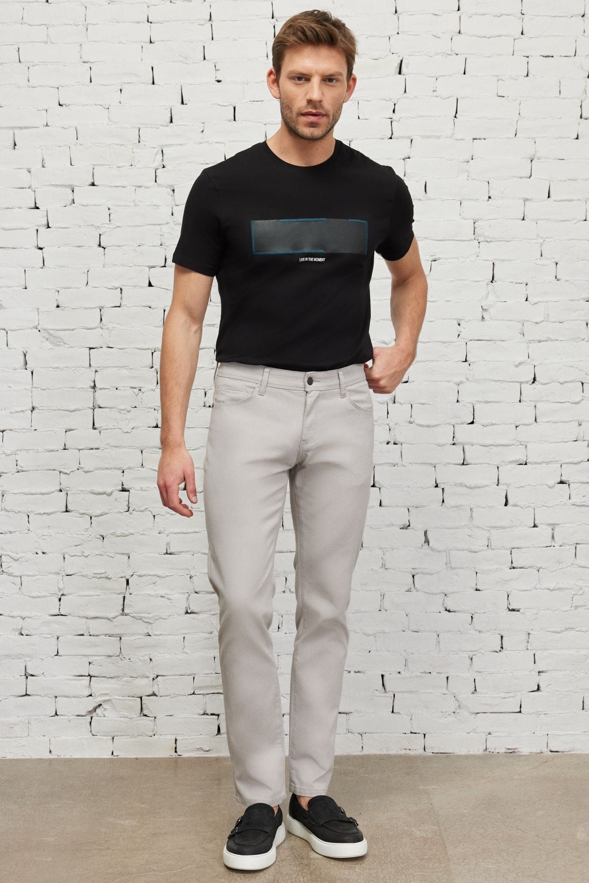 Men's Stone Slim Fit Night Cut 5 Pocket Amelor Flexible Pants