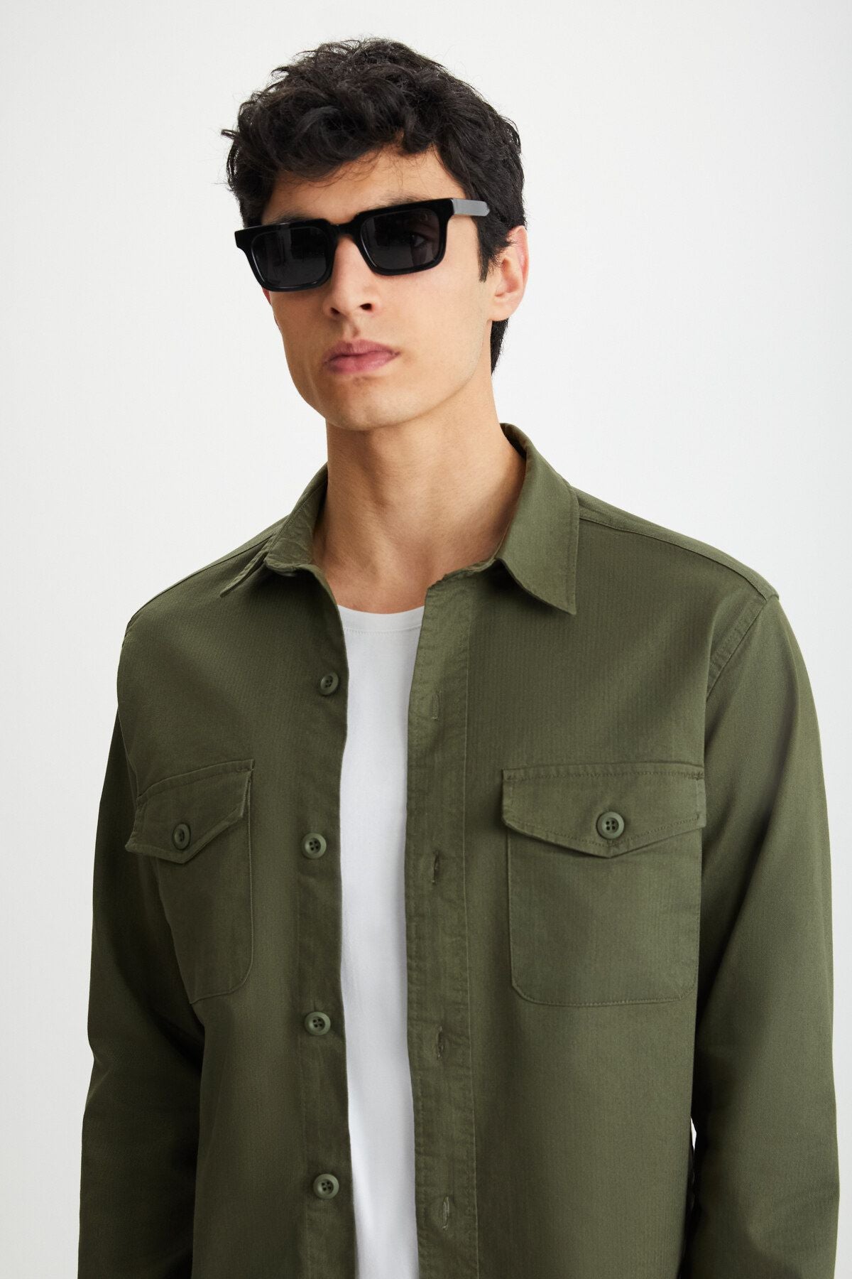 Nader Men's Thick Woven Canvas Fabric Shirt Type Khaki Jacket