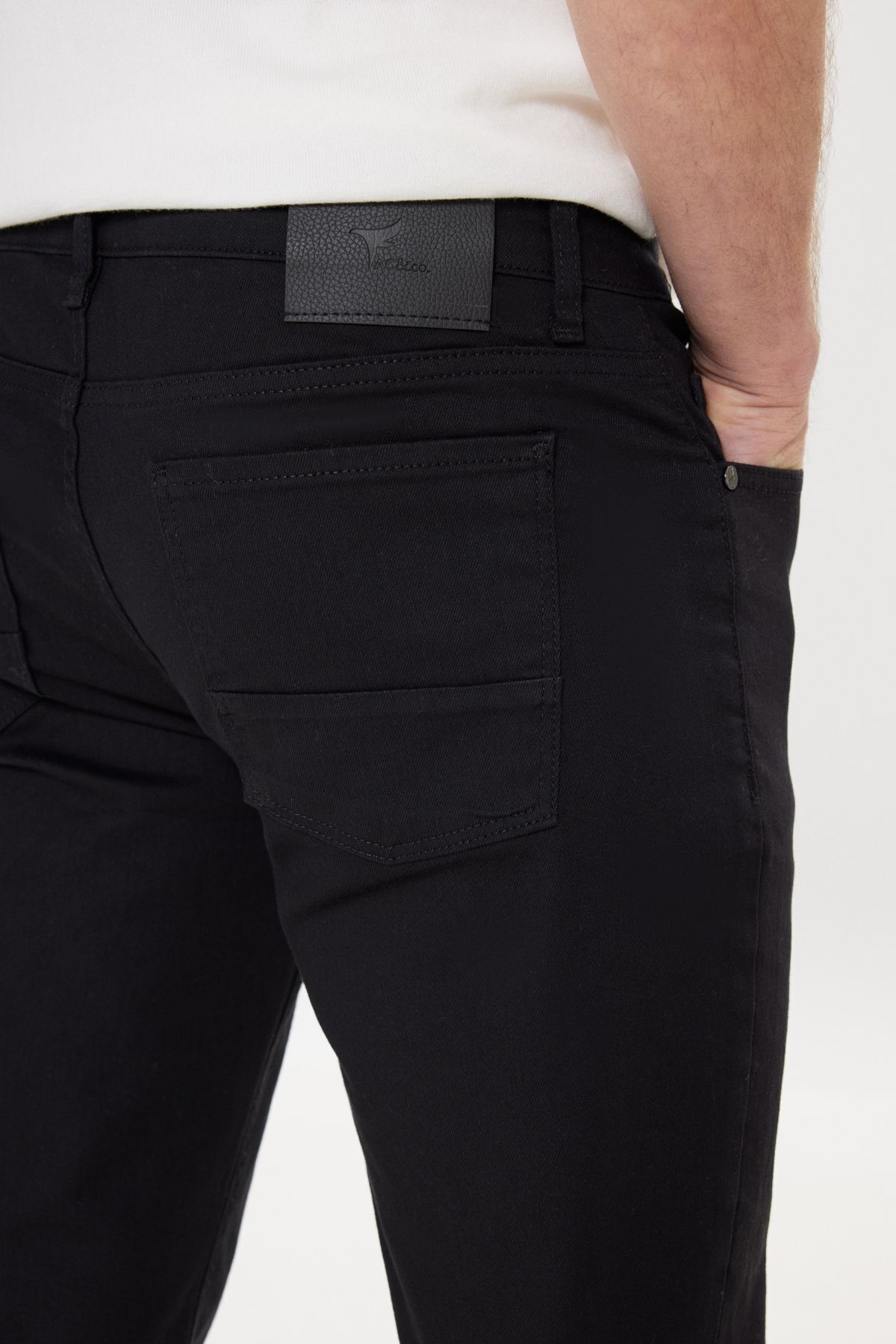 Men's black 360 degrees stretching in all directions slim fit narrow cut diagonal flexible patterned pants