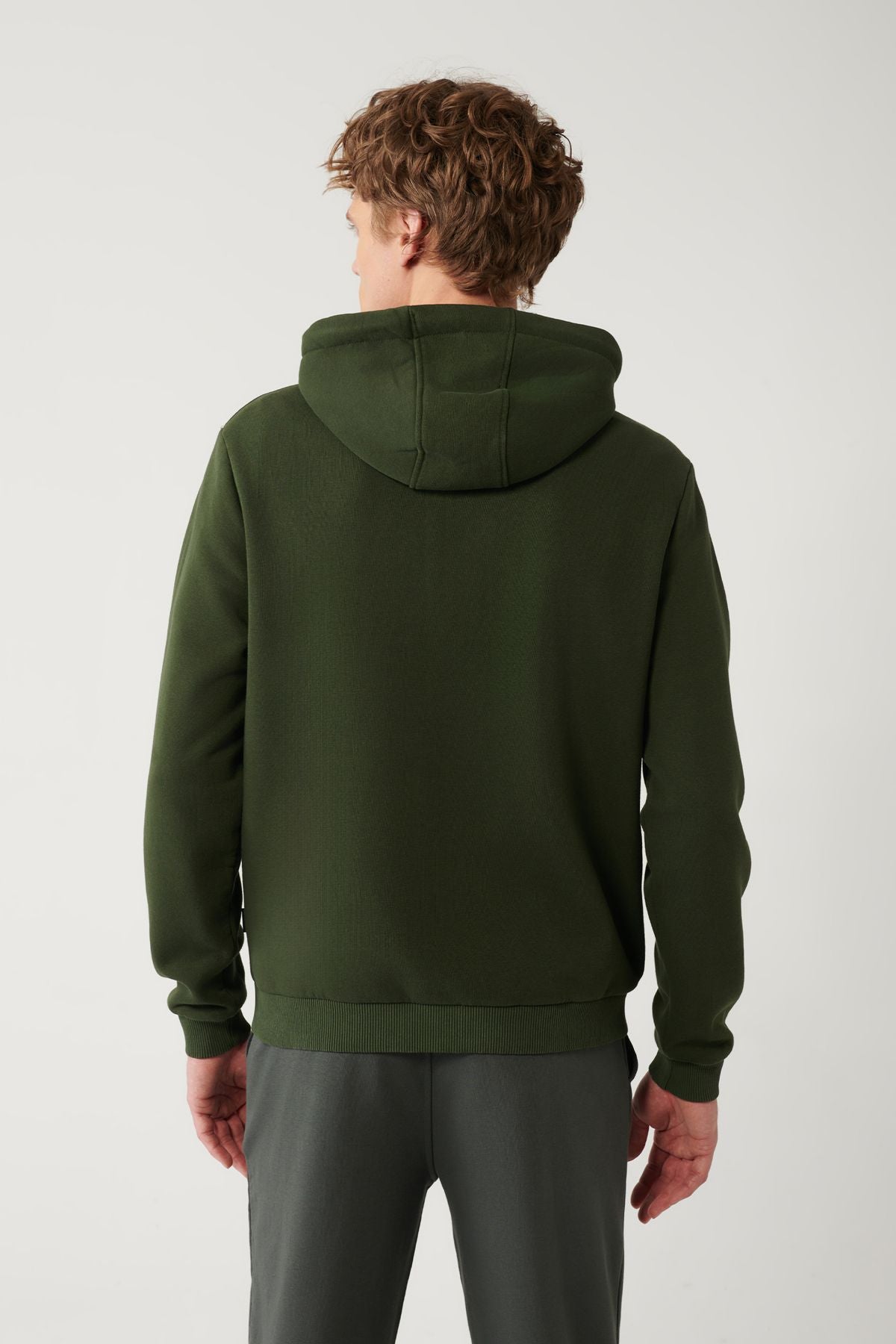 Male Khaki Kapüşon with 3 -Triple Zippered Sweatshirt E001019