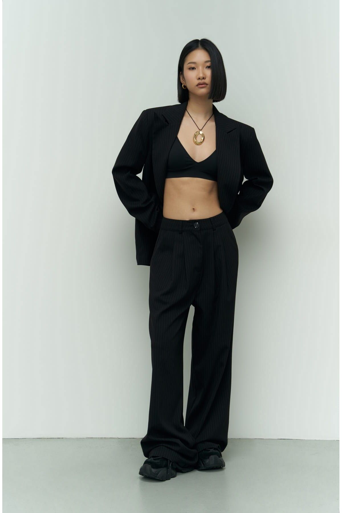 Bianda striped black pants