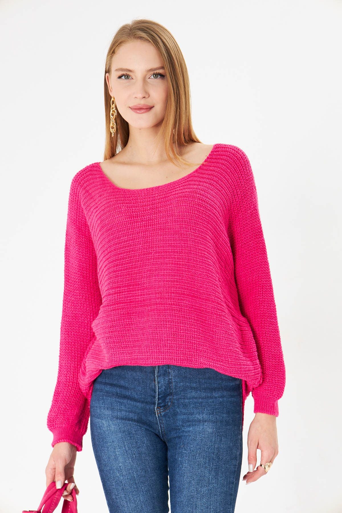 Women Fuchsia Thessaloniki shabby knitwear sweater ARM-21K012010