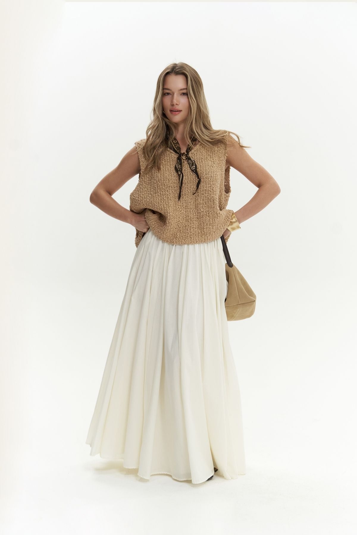 Faylinn long ecru skirt