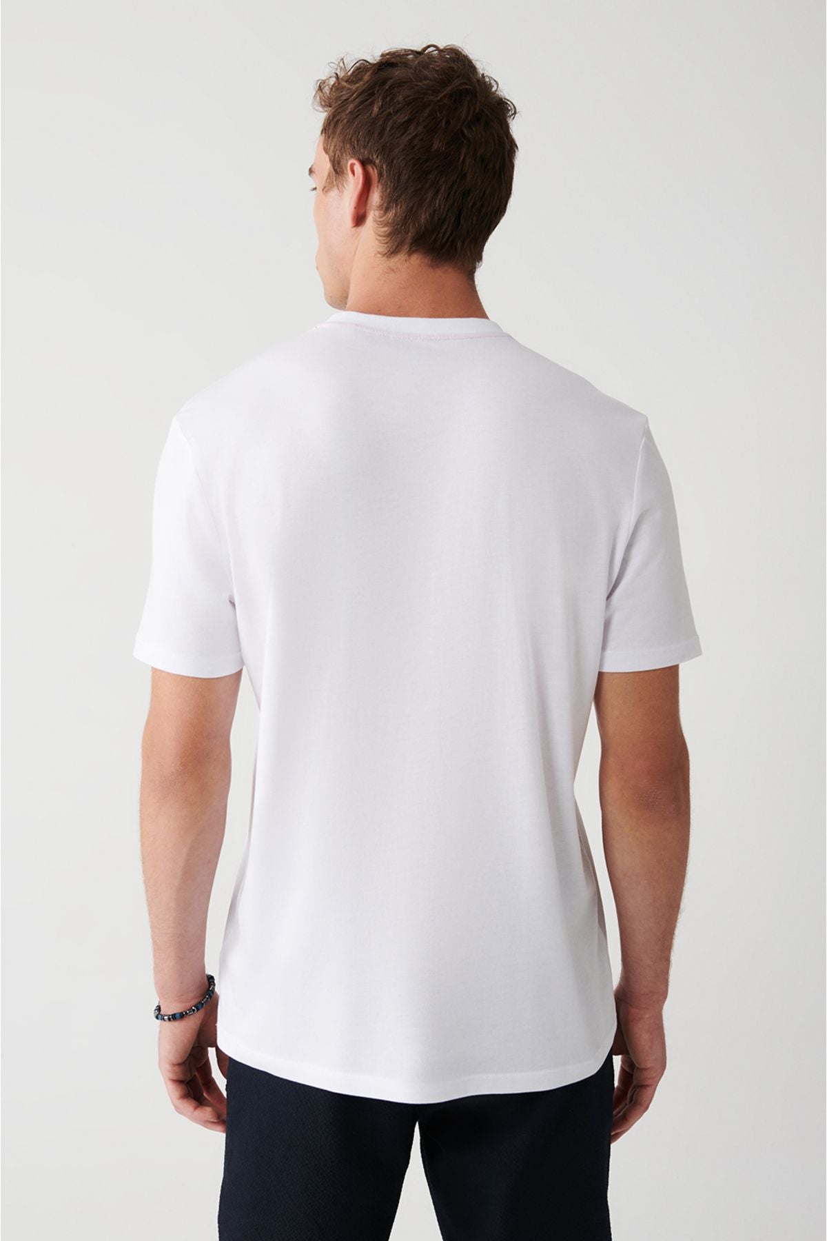 Men's White Ultrasoft Bicycle Collar Printed T-Shirt A31y1046