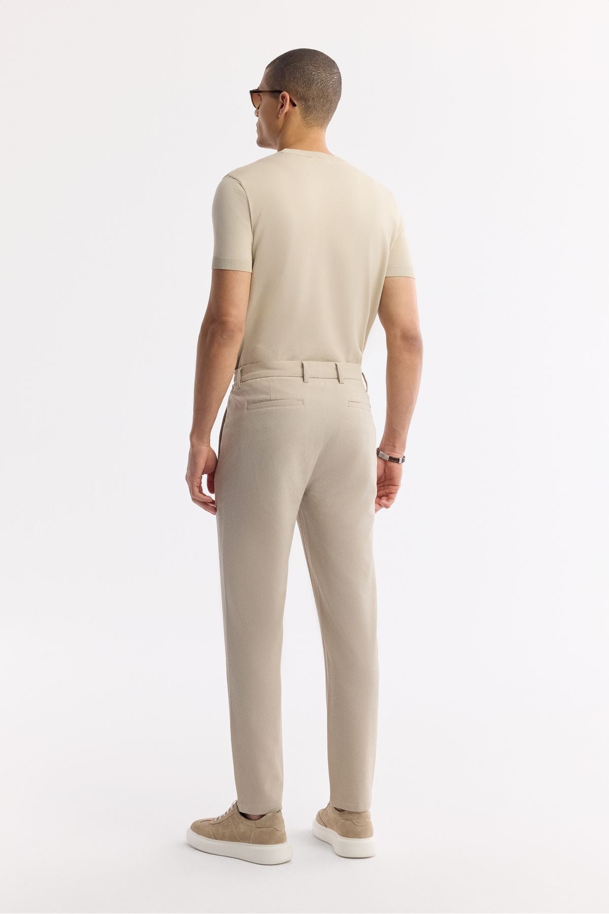Men's beige as well as tire -wavy wavy nora slim fit chino pants B003033