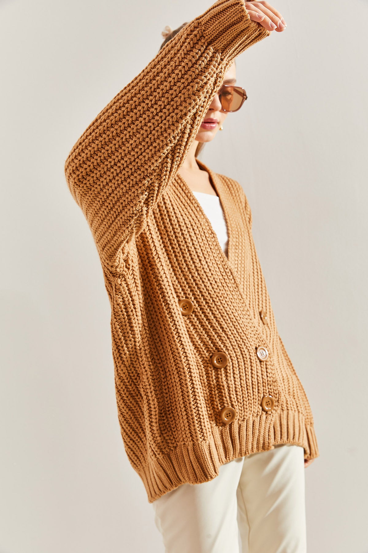 Women's Braided Six-Button Knitwear Cardigan NGO160