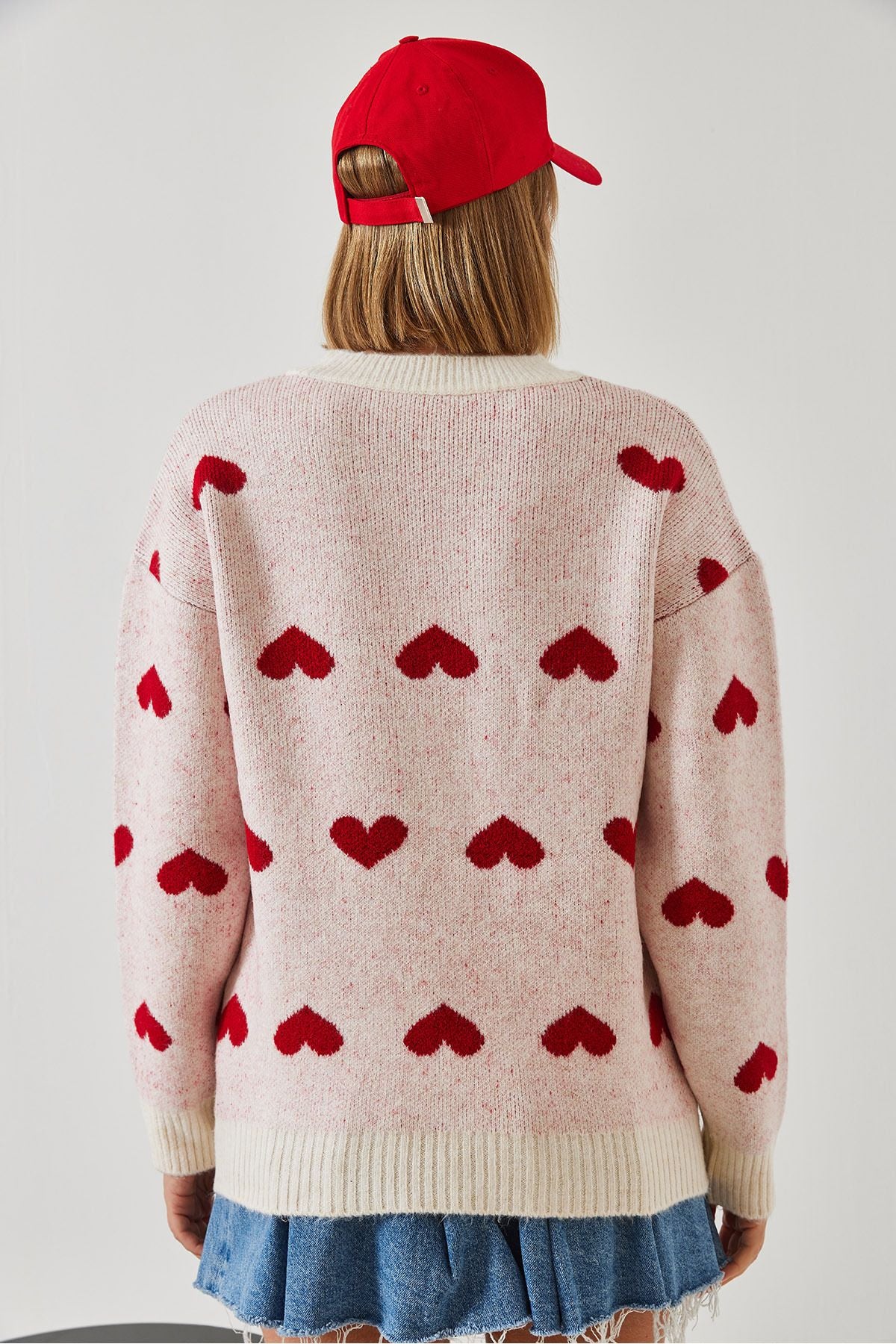 Women's Heart Patterned Knitwear Sweater 60261030