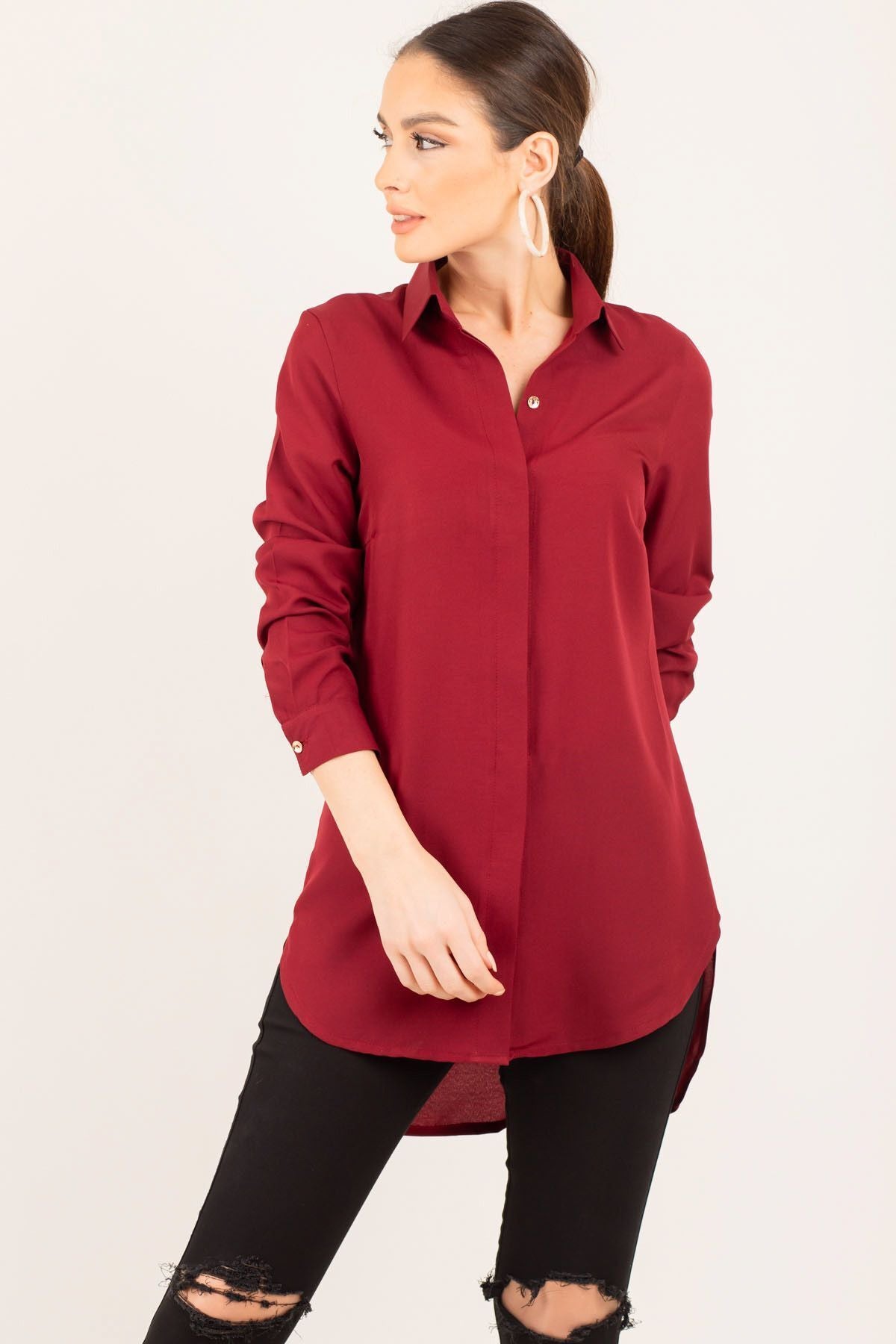 Women Bordeaux Tunic Shirt ARM-19Y001003