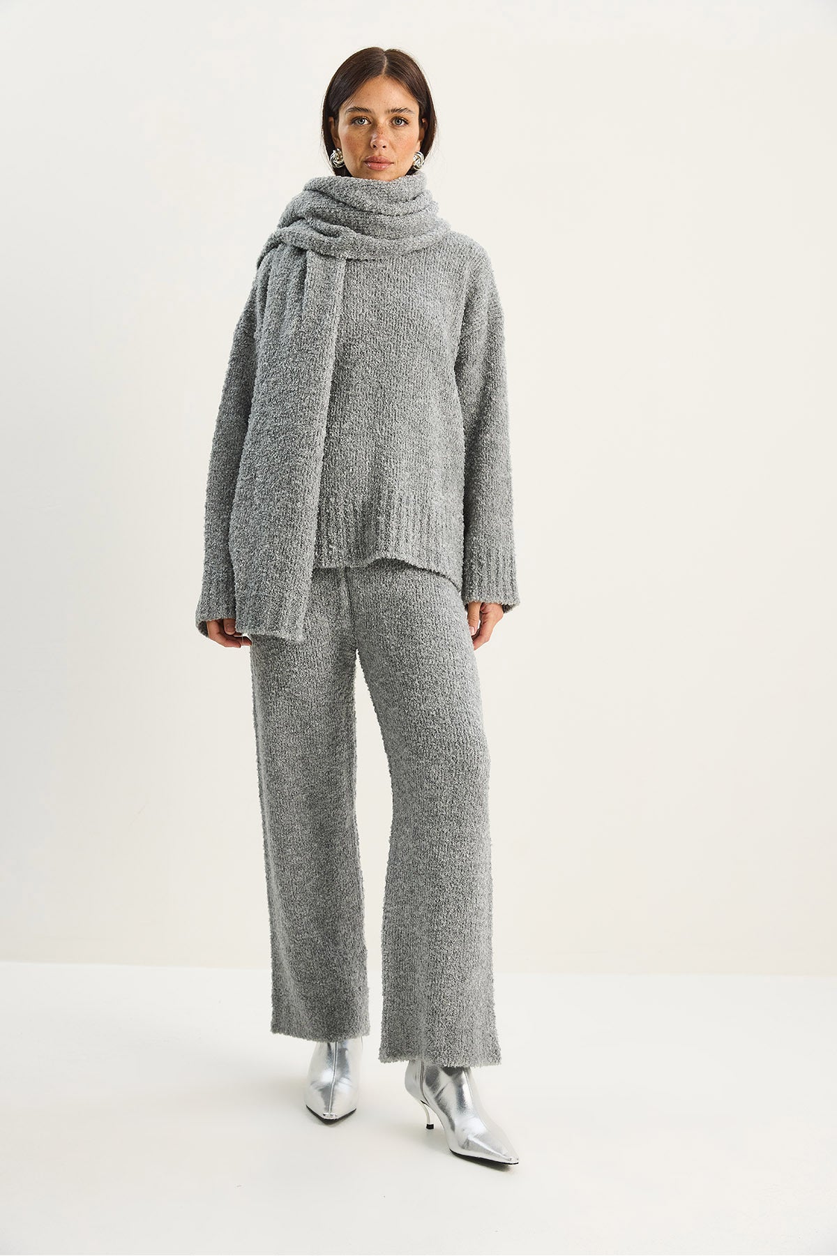 Kadın Yumuşak Dokulu Rahat Kesim Atkılı Triko Takım 2480 60283755