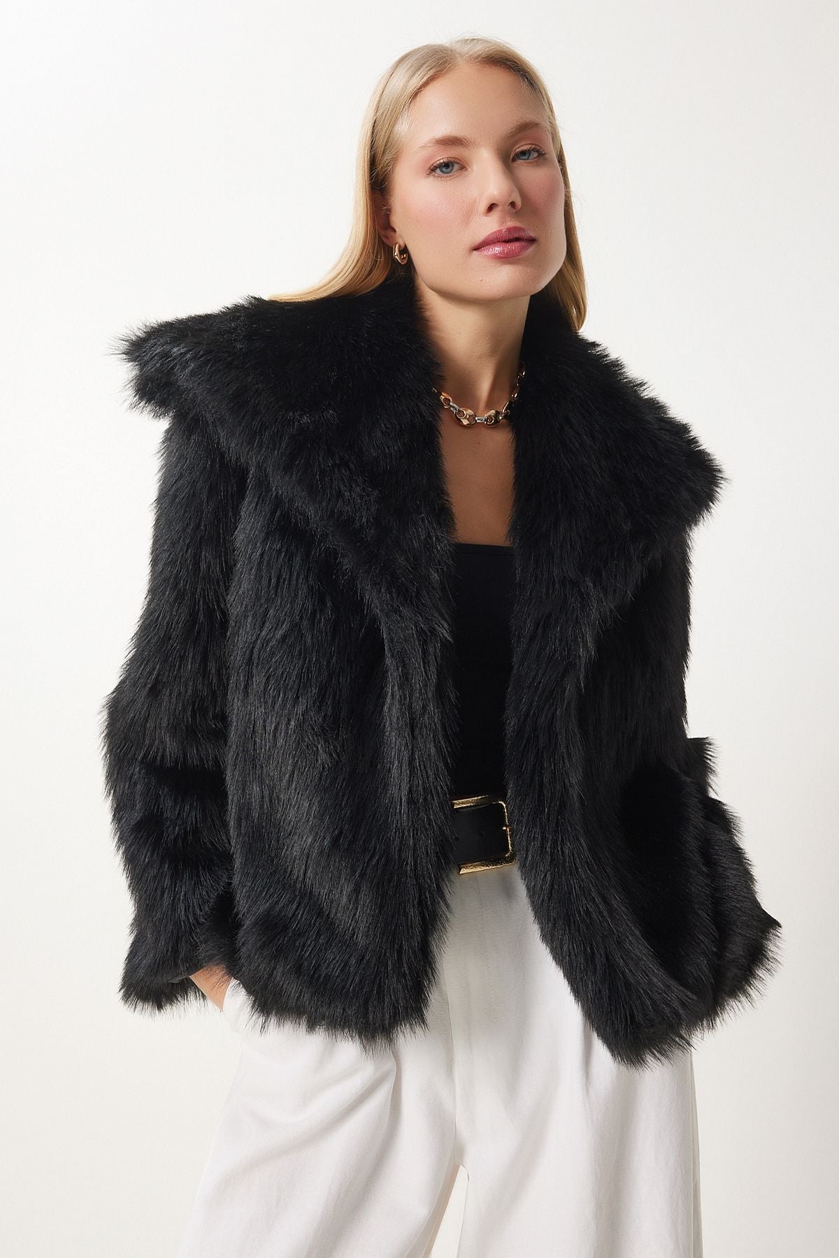 WOMEN BLACK SHOPPING LINE ARTIA FUR JACTER UL00048