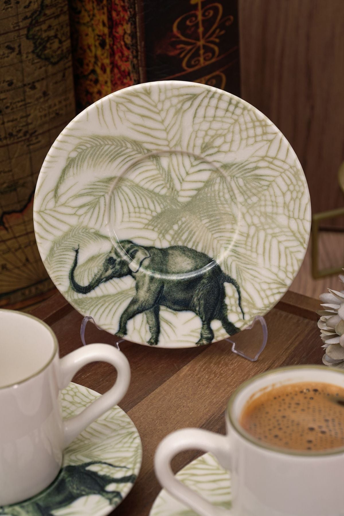 Elephant 12 pieces 6 people porcelain coffee cup nature team