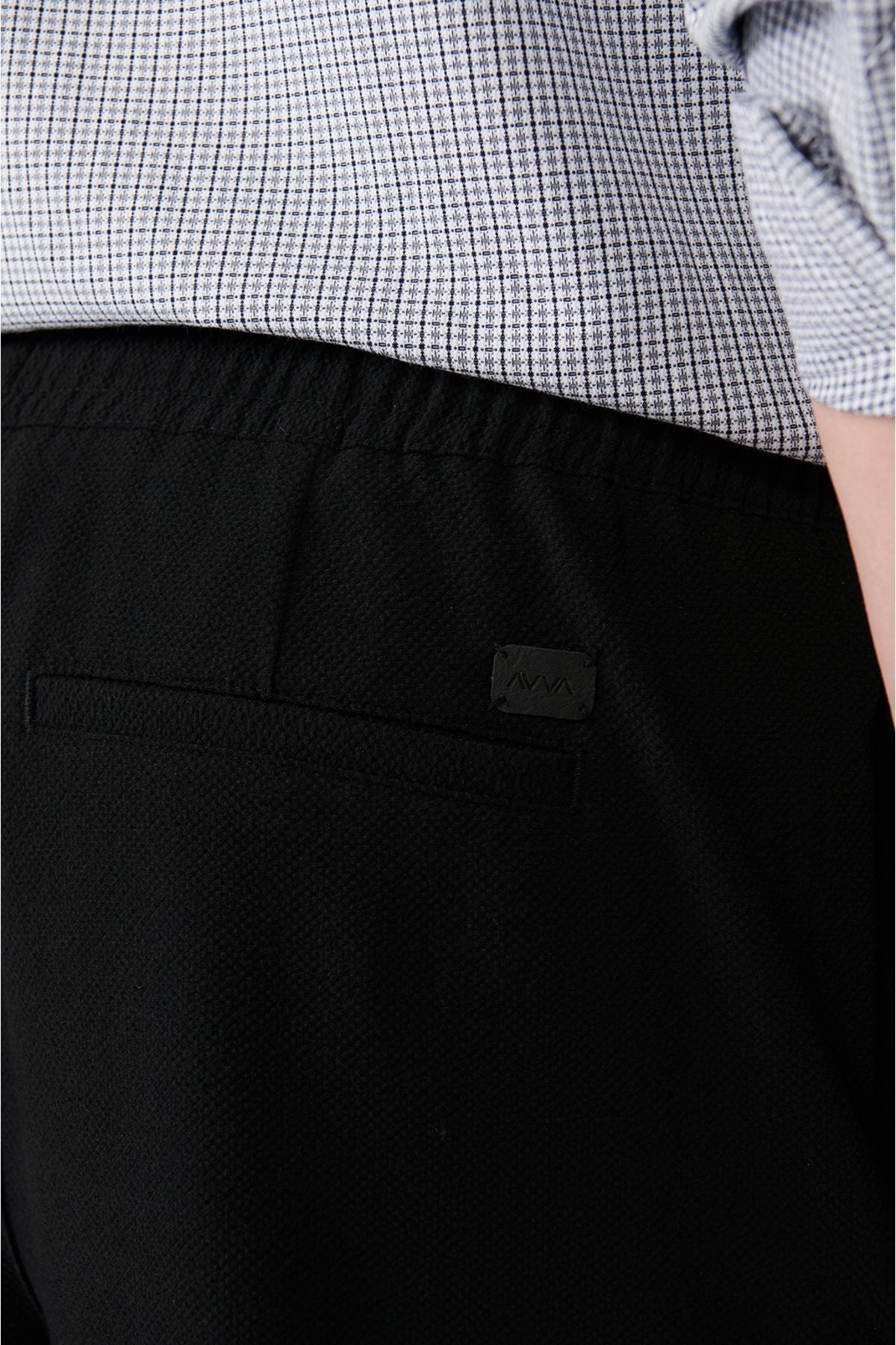 Men's Black Side Pocket Waist Waist Duble Paça Wedding Pants B003026