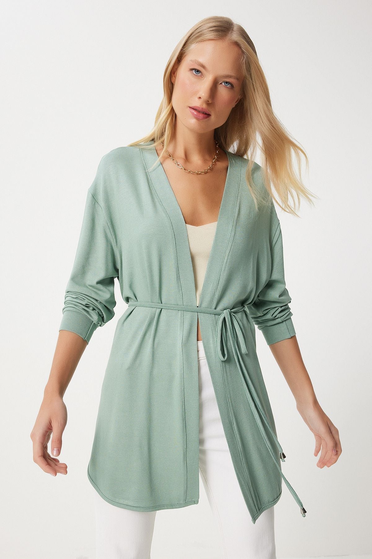 Women's Cagla Green Seasonal Knitting knitwear cardigan EN00620