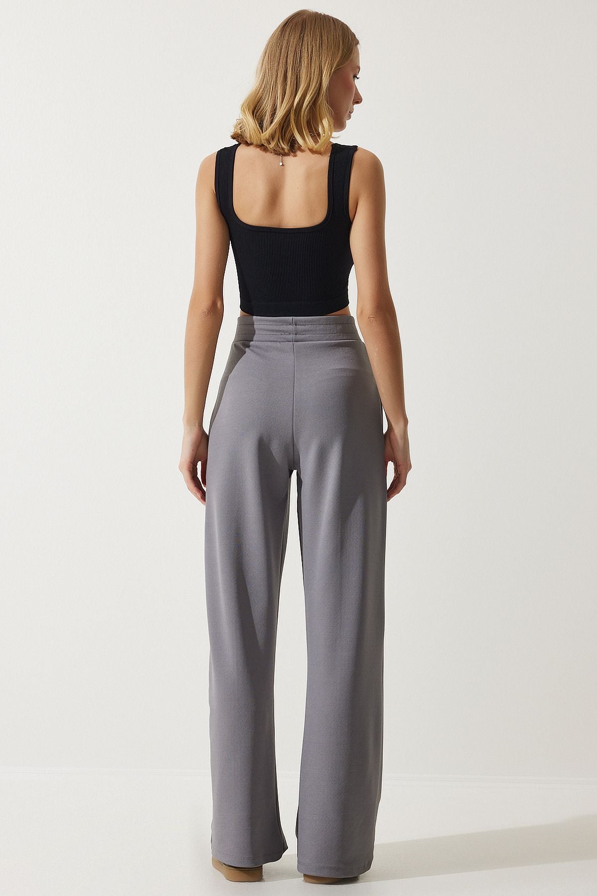 Woman Gray Flexible Palazzo Pants BF00090