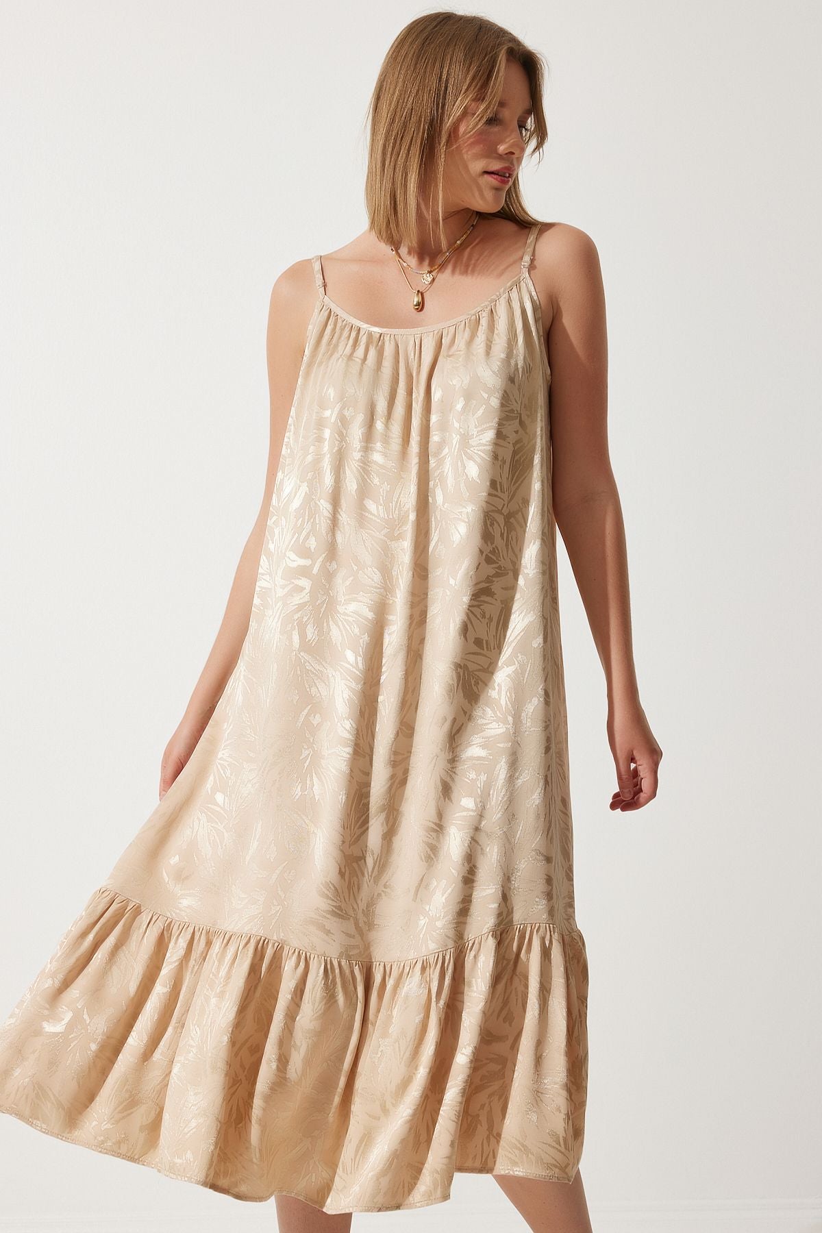WOMEN'S CREAM HANDLED JOIN SUMMER DRESS BP00160