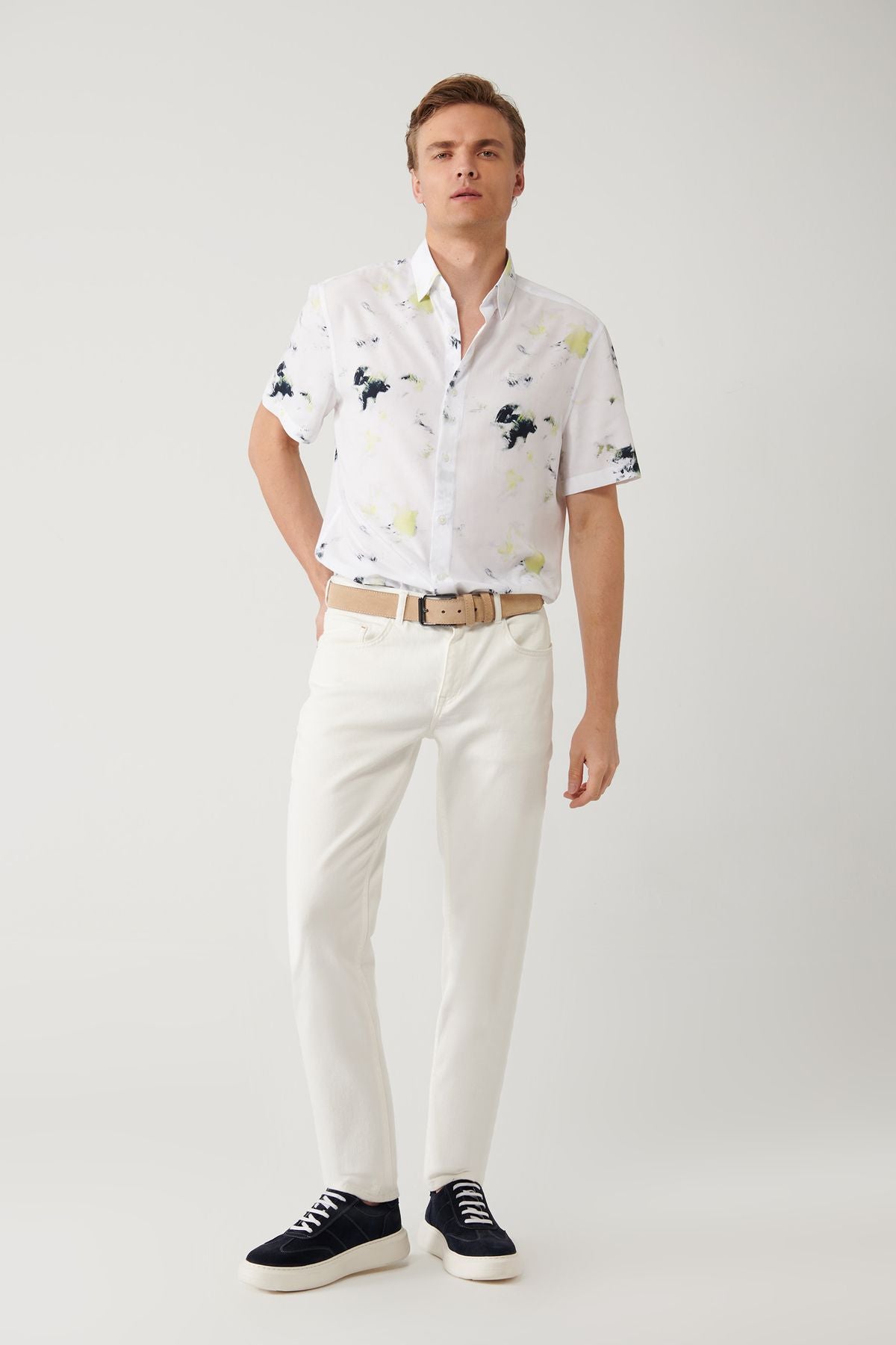 Male Ecru Rinse Wash Flexible Pants A41y3504