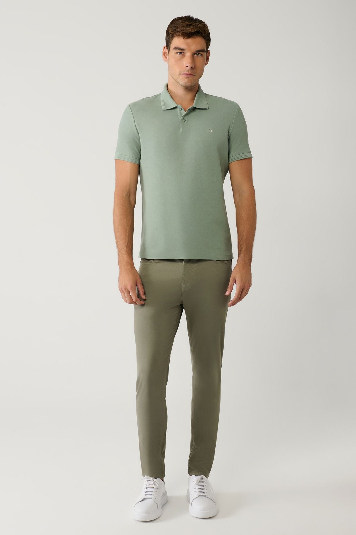 Men's Mint Green 100 %Cotton Fast Drying Polo Yaka T-shirt B001032