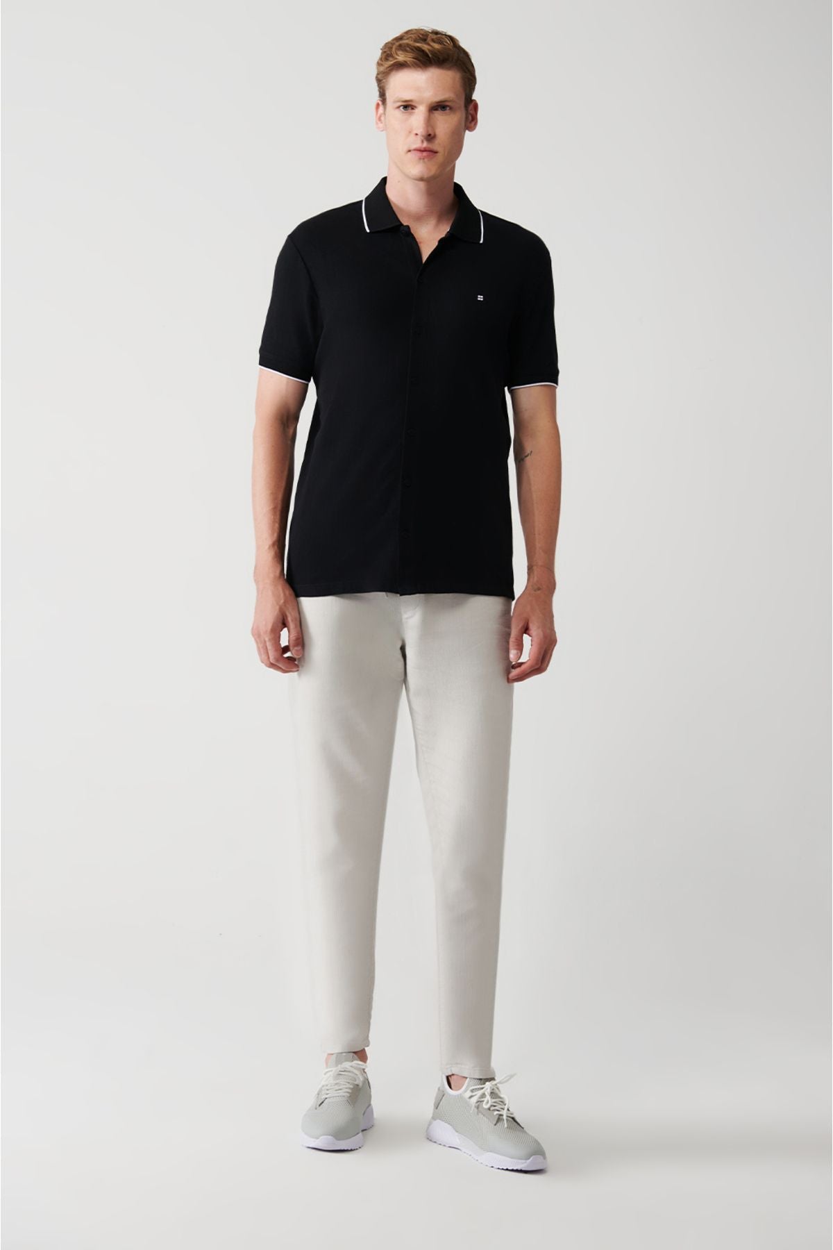 Men's Black 100 %Cotton Ribana Short Sleeve Shirt A31y2239