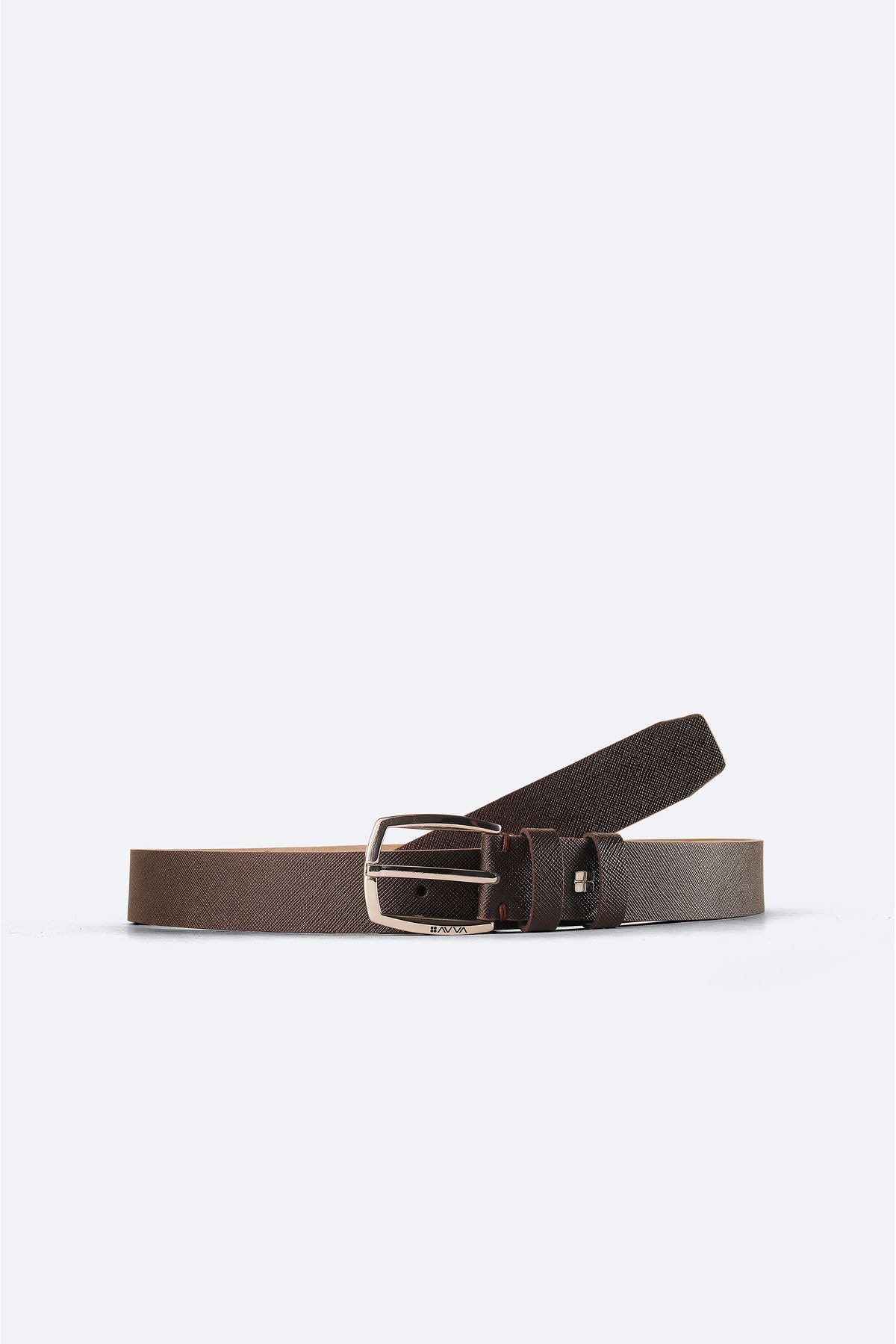 Men's Brown texture 100 %leather belt A41y9309