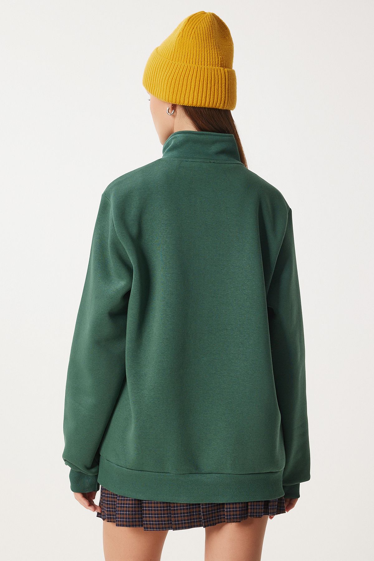 Woman Dark Green Zippered Sweatshirt vn00019
