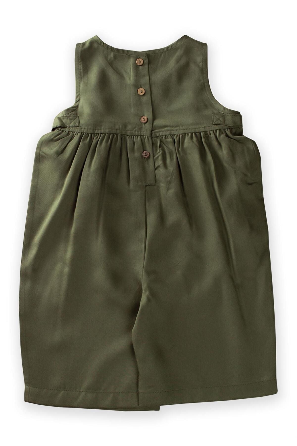 Sleeveless Lacked Linen Tulum 2-6 Years Khaki Green