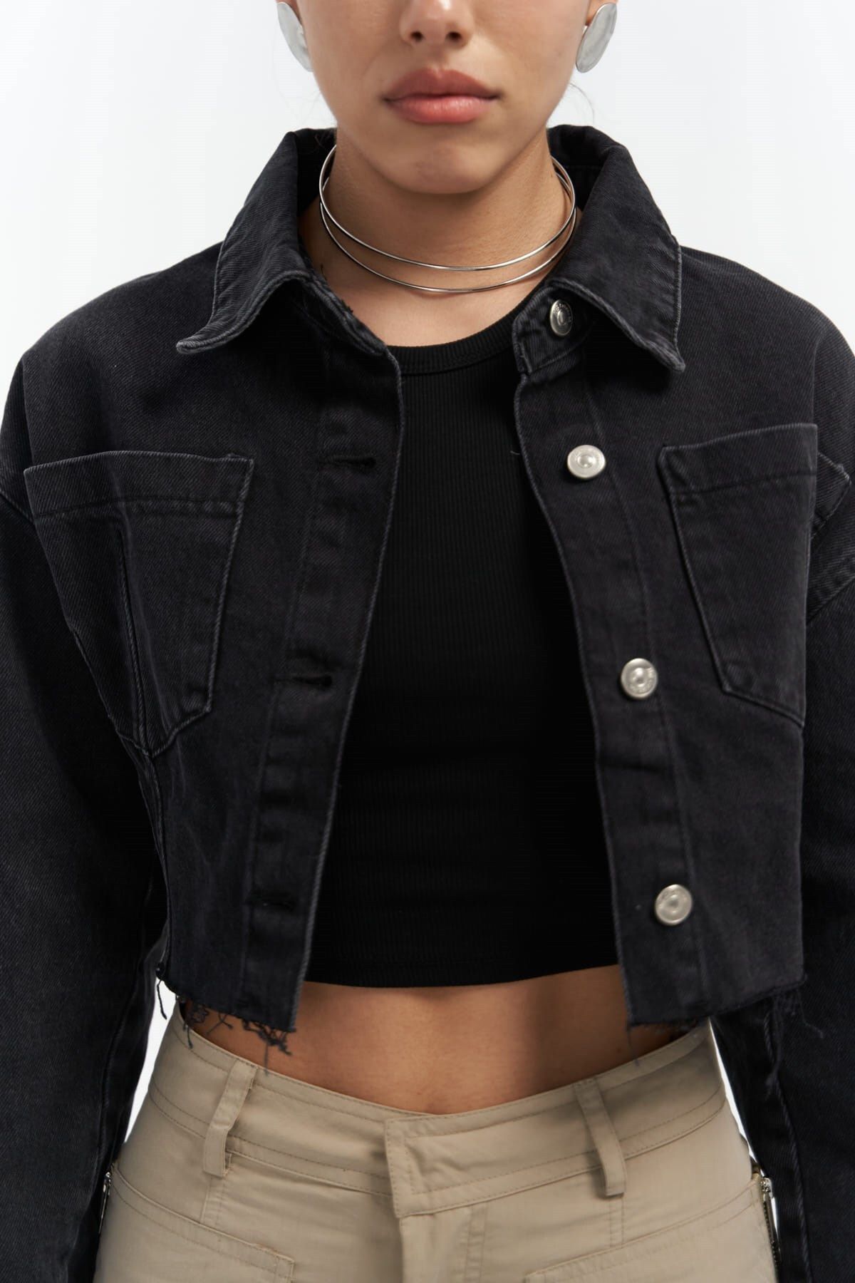 Darcey Black Short Jean Jacket