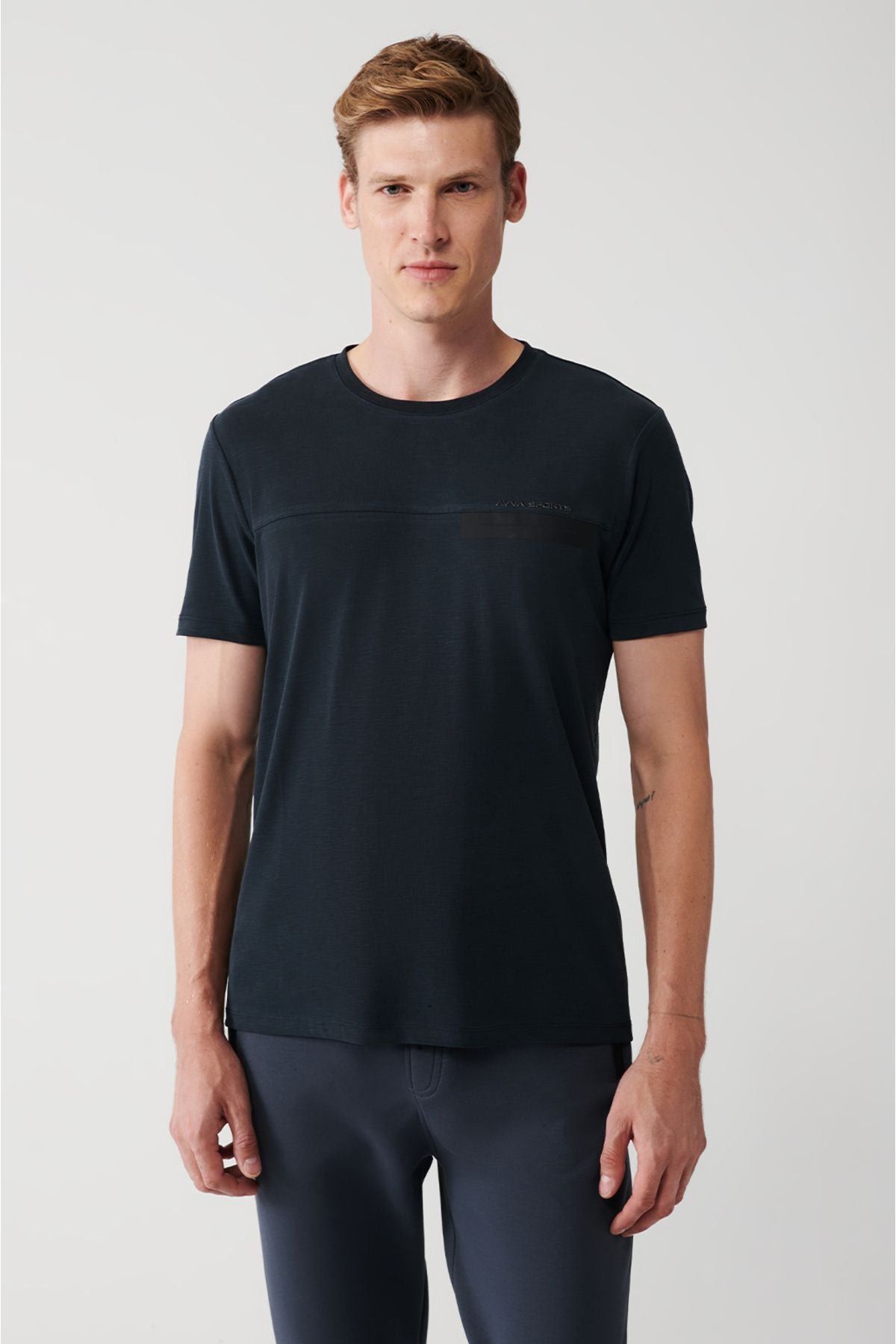 Men's anthracit Soft Touch Bicycle Collar Printed T-shirt A31y1195