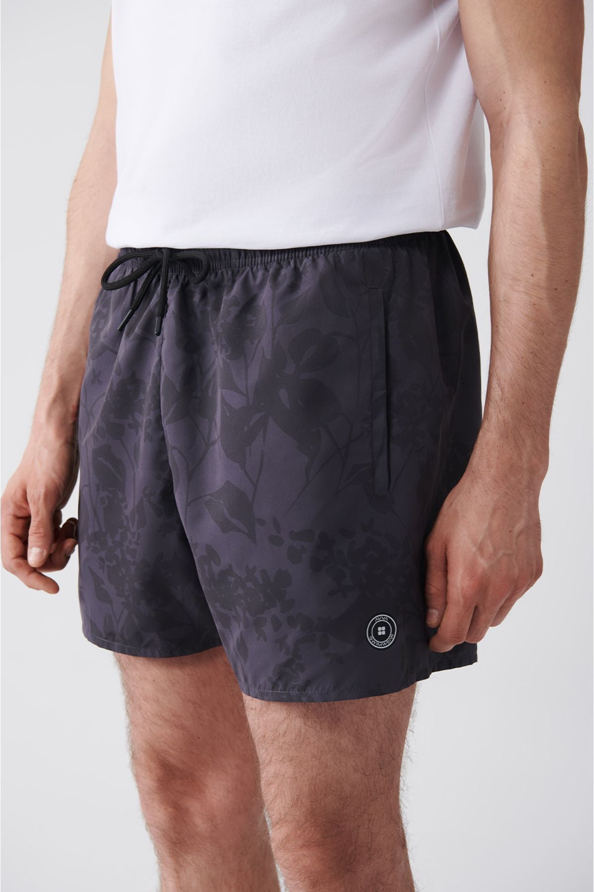 Men's anthracite-gray fast-drying printed standard Size Mayo Sea Short E003802