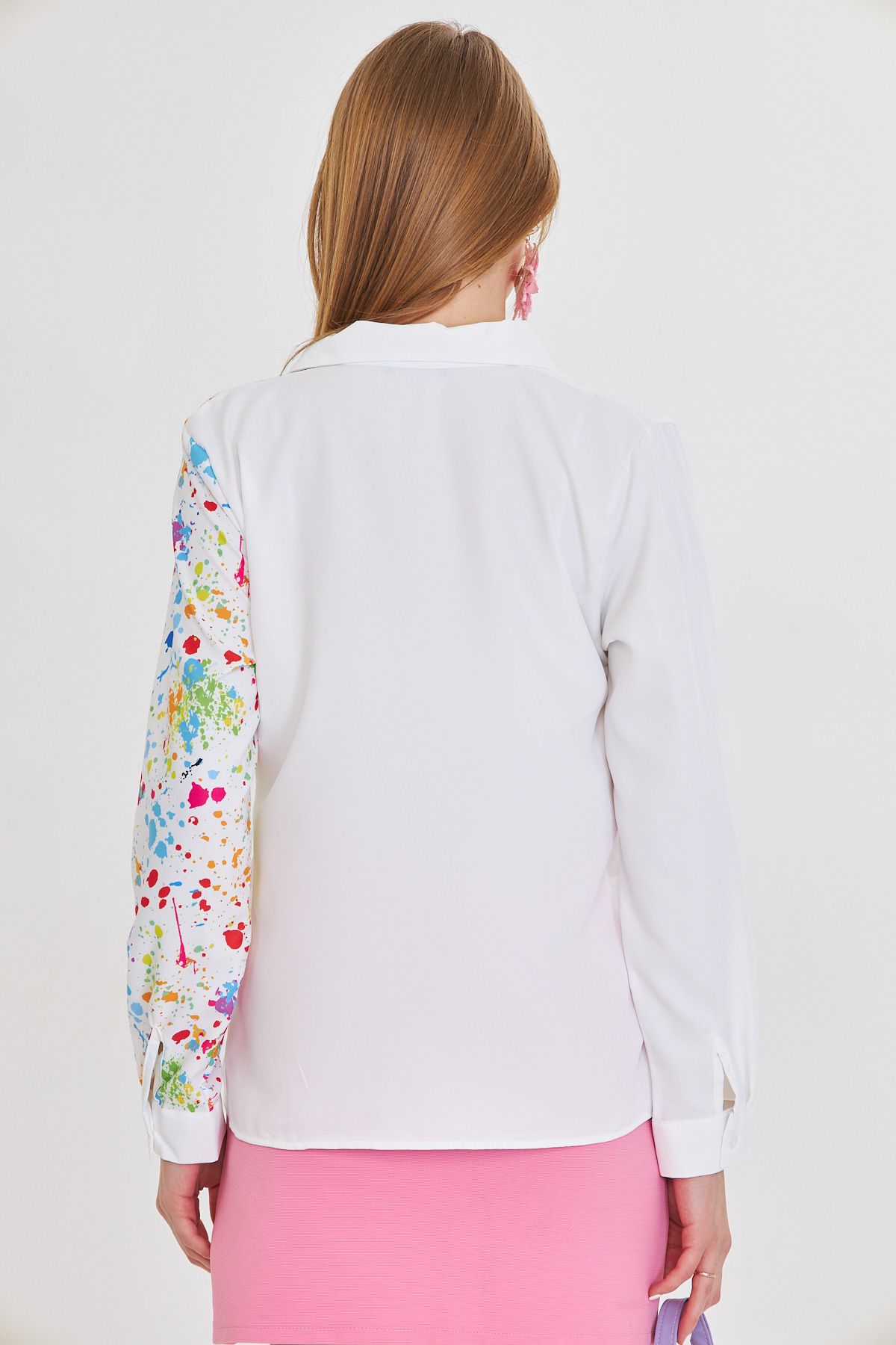 Female Green Asymmetric Patterned Shirt ARM-25Y001011