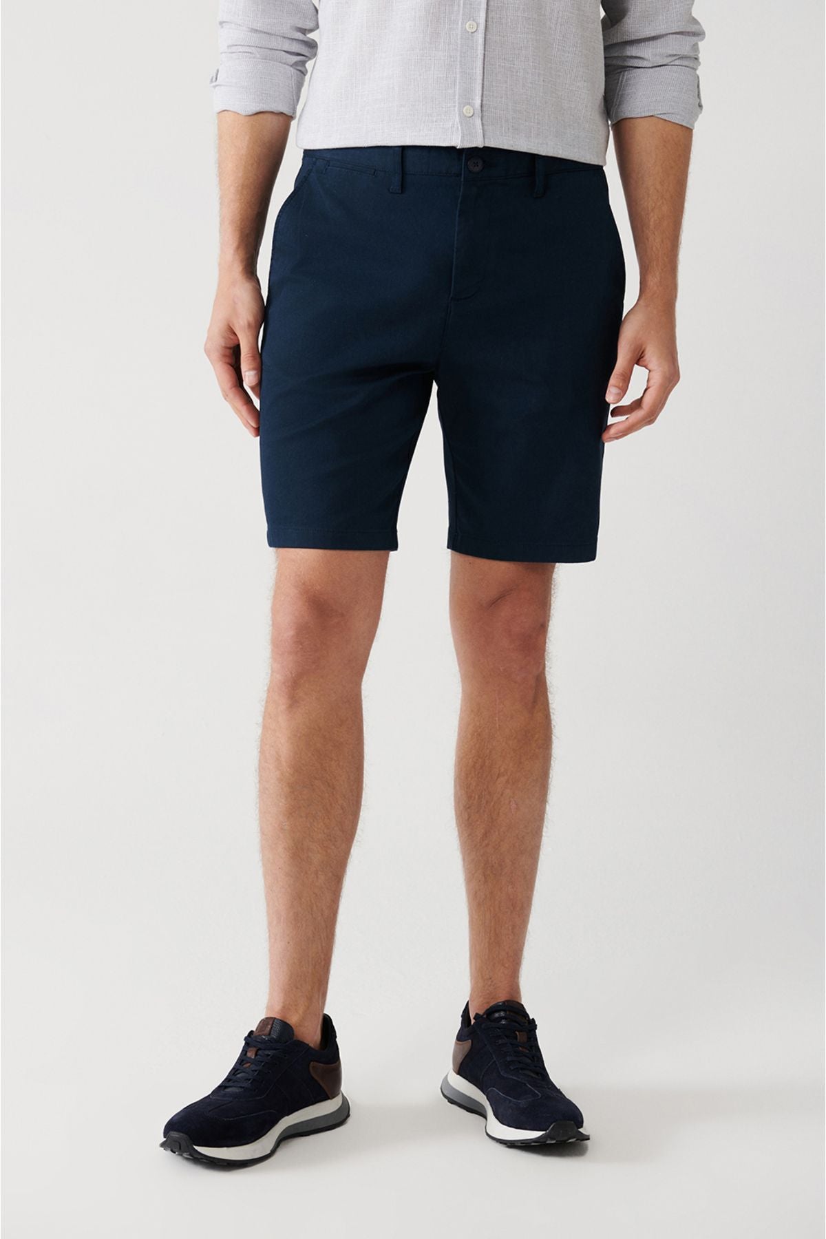 Men's navy blue flexible patara chino canvas shorts B003730