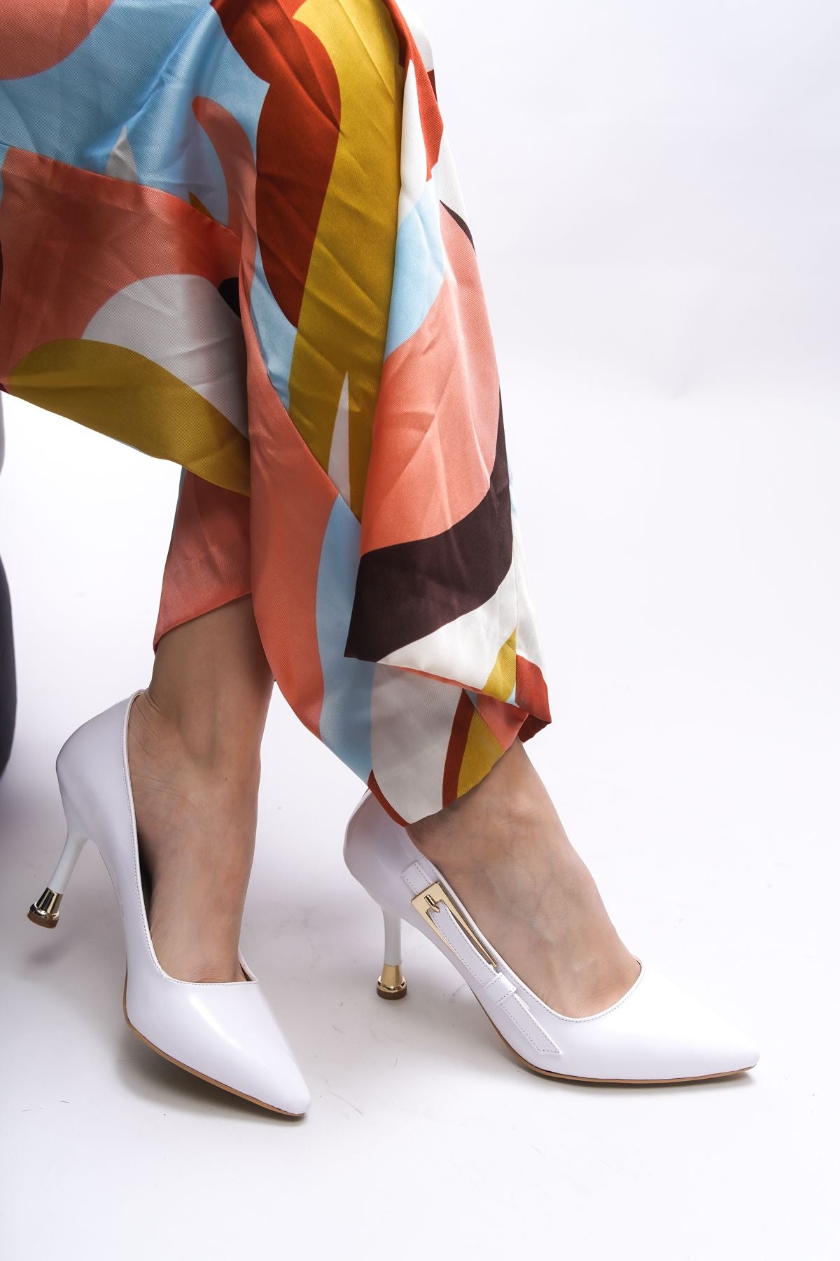 Yathae women heeled shoes 0012968 white patent leather