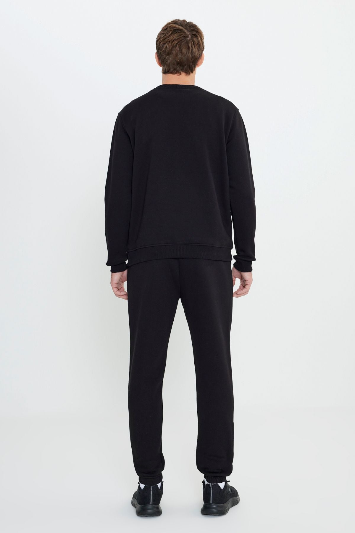 Men's black hot cotton 3 threaded tracksuit team with standard fit pocket with lower 2