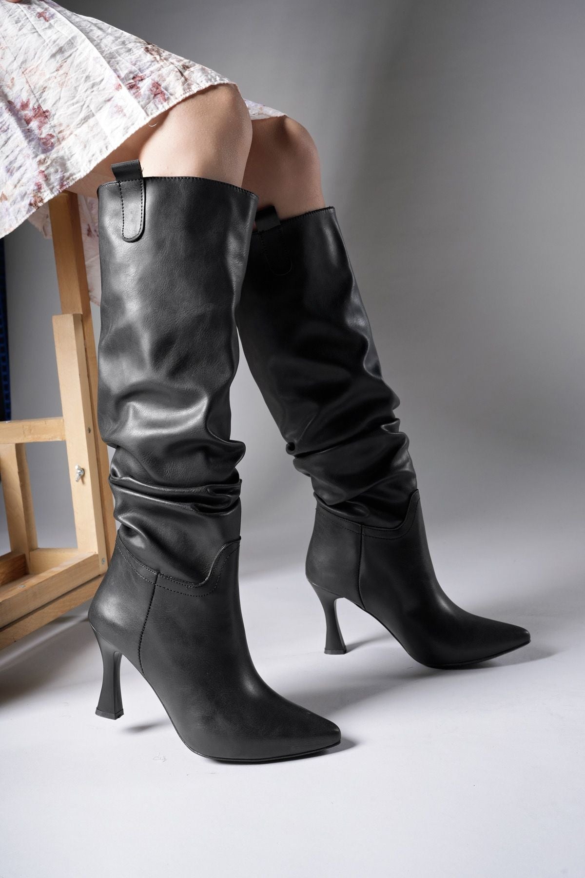 Women Heels Boots 00128511 Black Skin