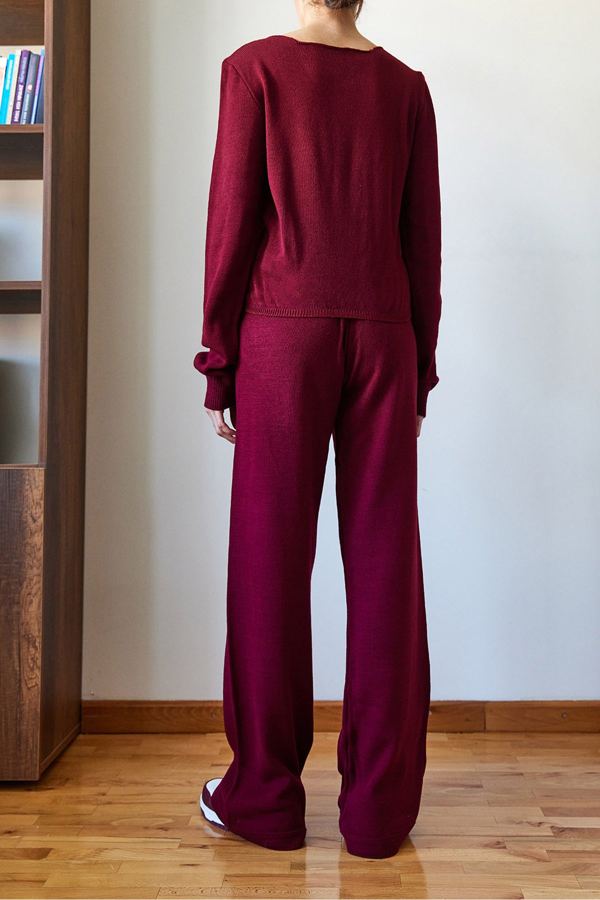 Women's Basic Knitwear Bottom-Top Set with Velcro Waist Detail 60651006