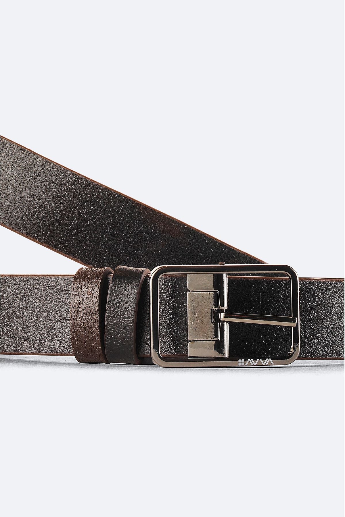 Men's black-brown double-sided floter pattern 100 %leather belt A41y9310