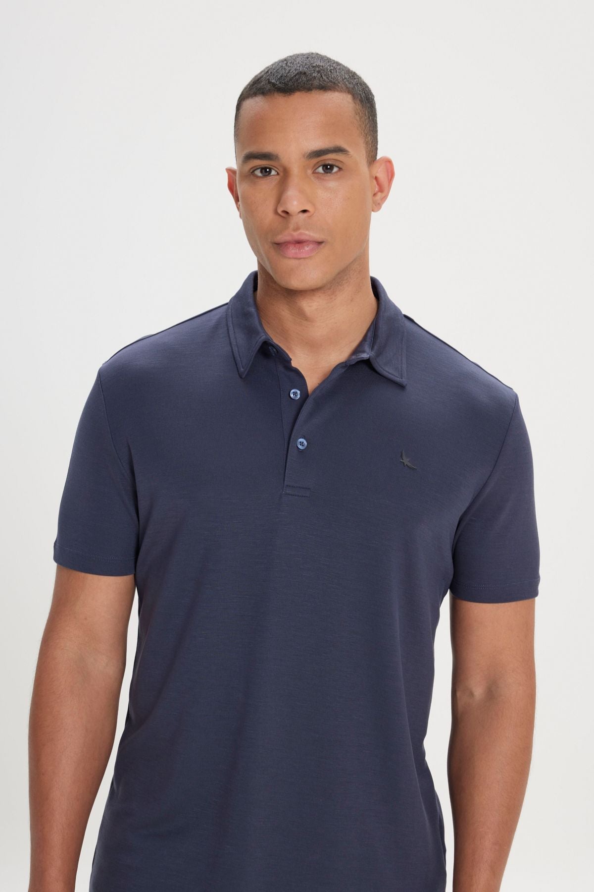 Men's Navy Blue Comfort Fit Casual Cut Polo Yaka T -shirt