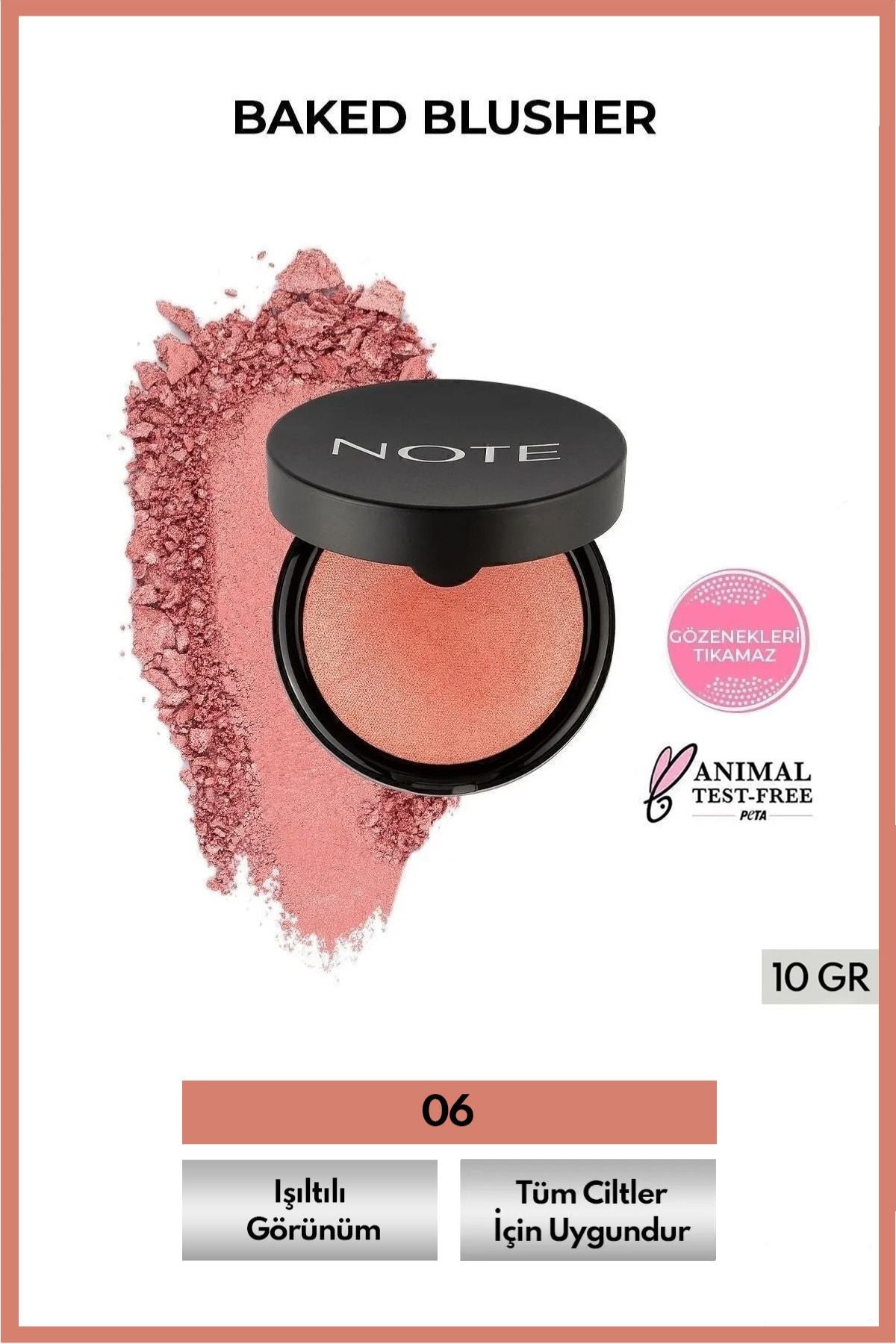 Baked Blusher glittering baked dust blush - 06 Hot Rose