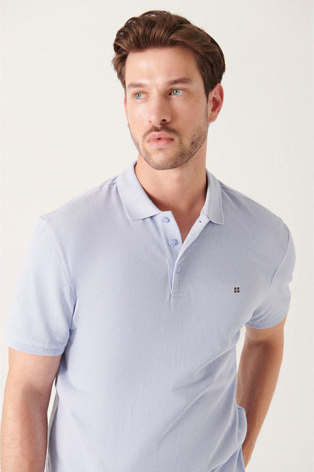Men's light blue 100 %cotton cool, Polo Yaka T-shirt E001004