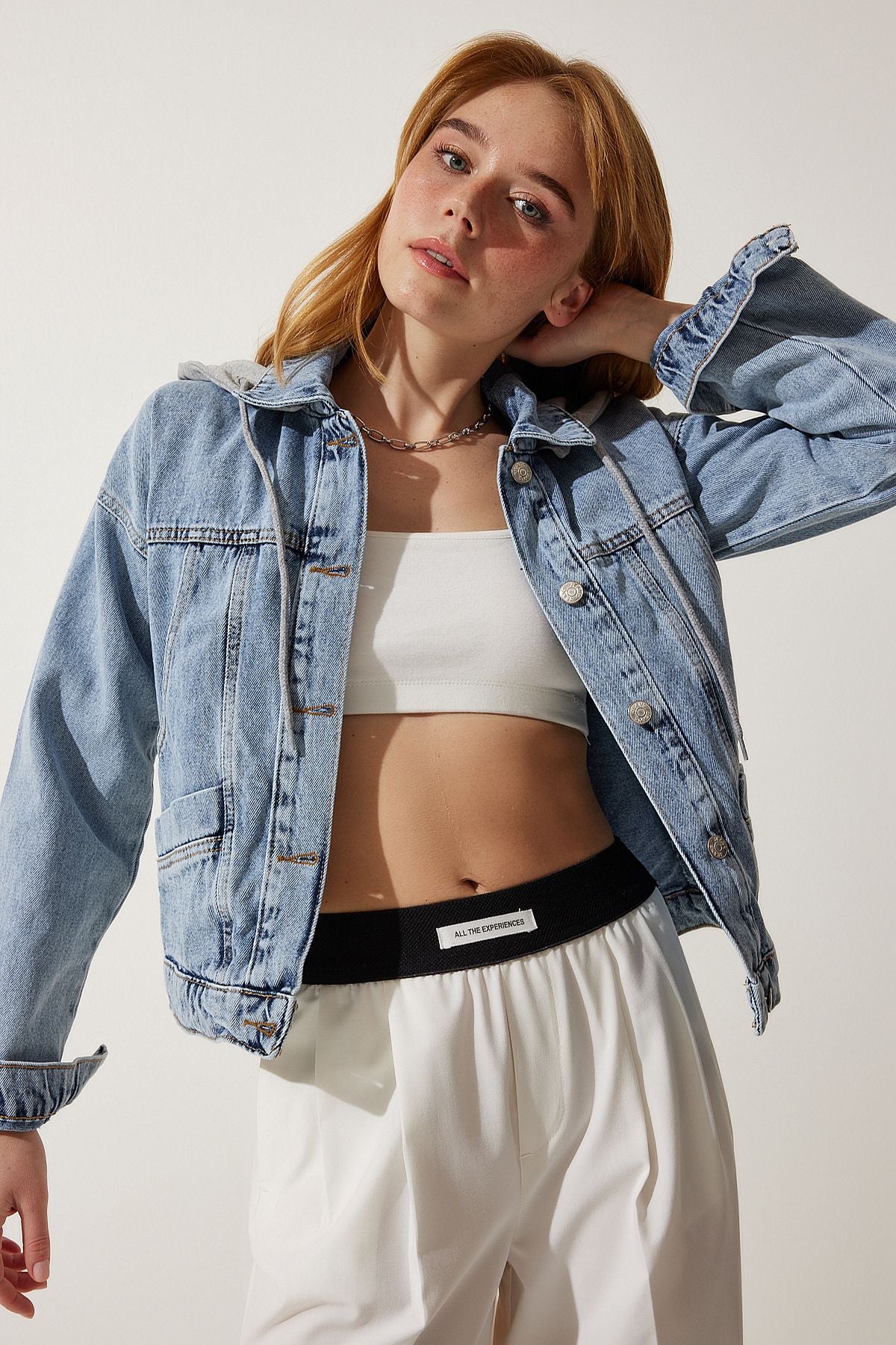 WOMEN LIGHT BLUE HAPPENED DENİM JACKET RV00173